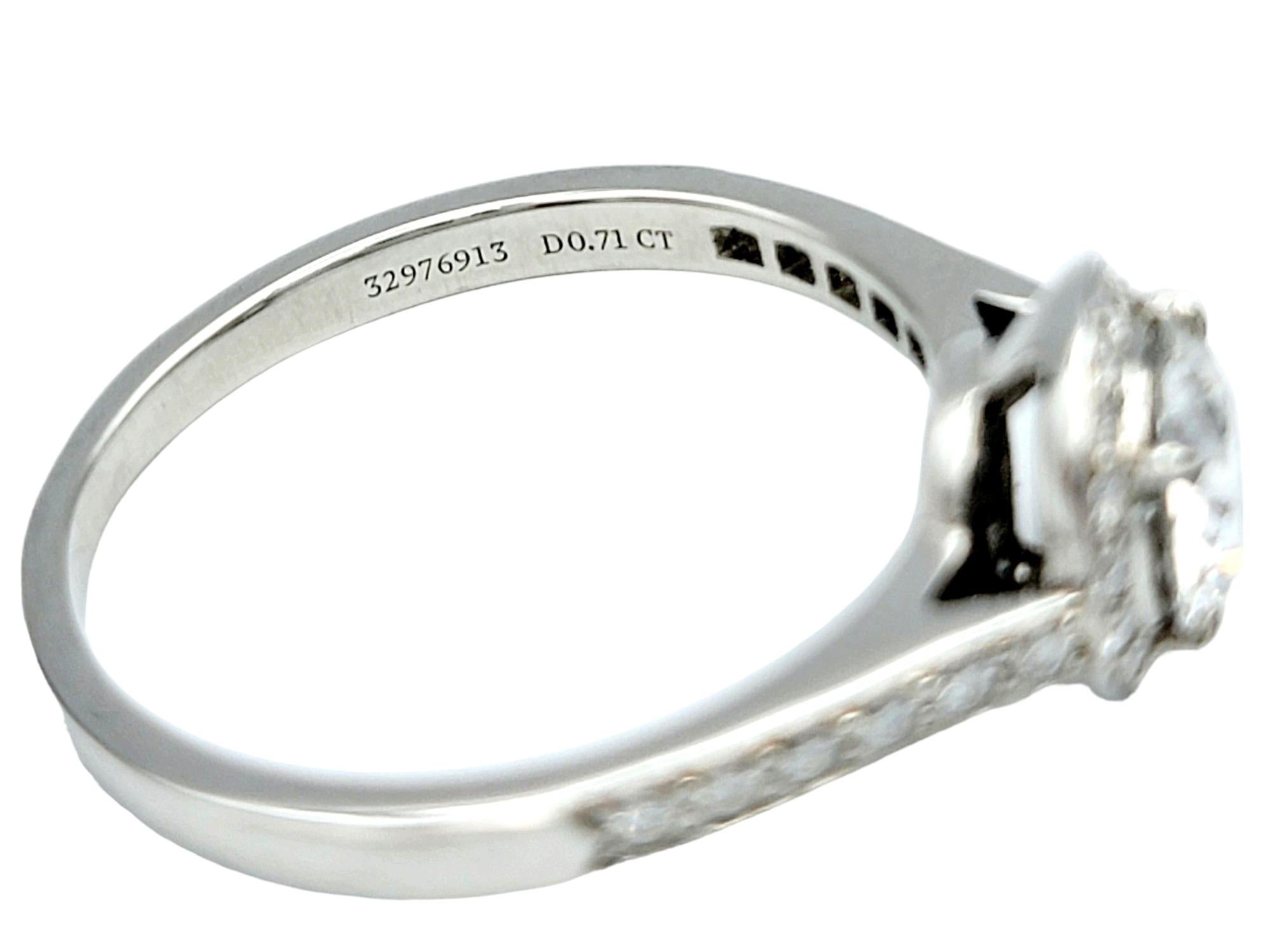 Tiffany & Co. Legacy Verlobungsring aus Platin mit rundem .70 Karat Diamant mit Halo im Angebot 2