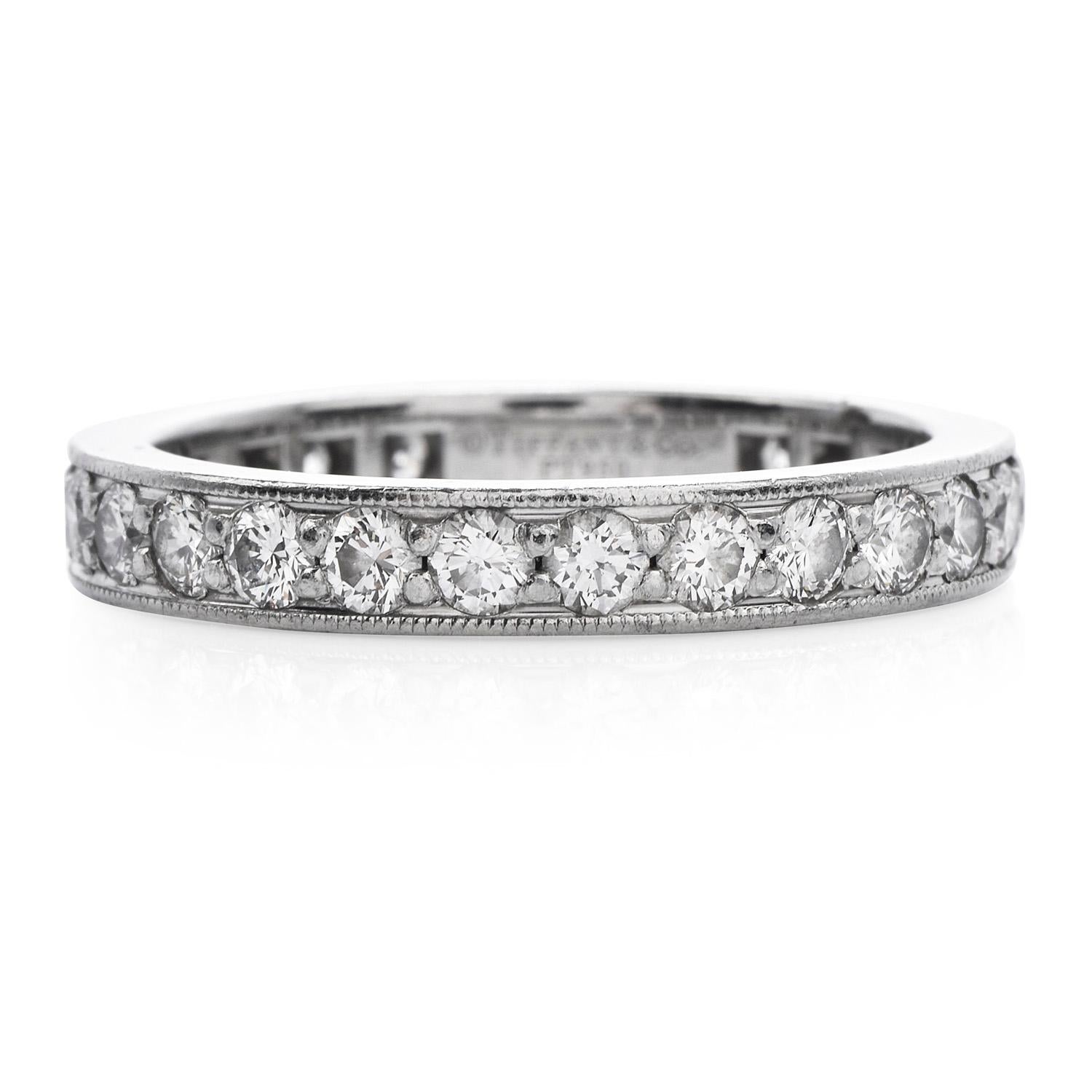 Romantic Tiffany & Co. Legacy Round Cut Diamond Platinum Eternity Band Ring