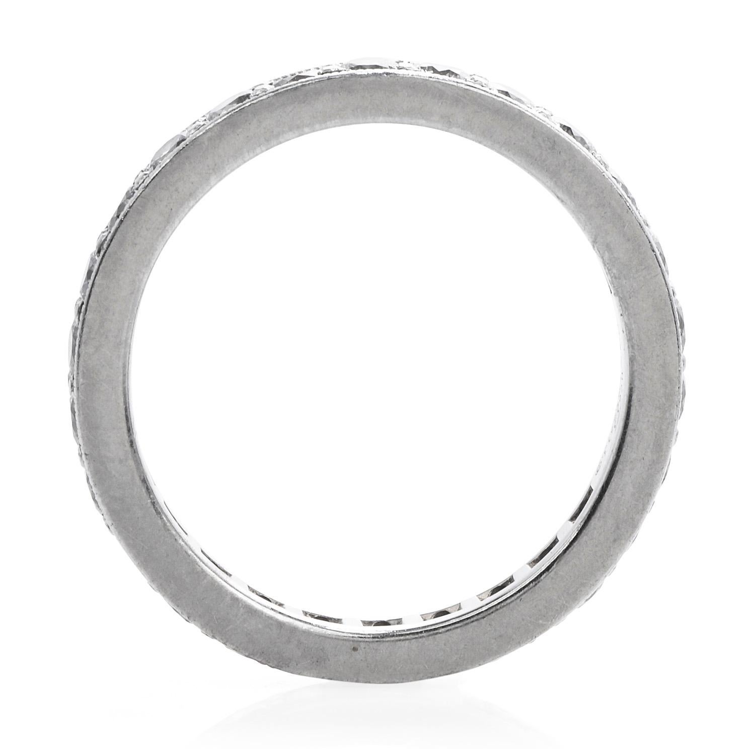 Tiffany & Co. Legacy Round Cut Diamond Platinum Eternity Band Ring In Excellent Condition In Miami, FL