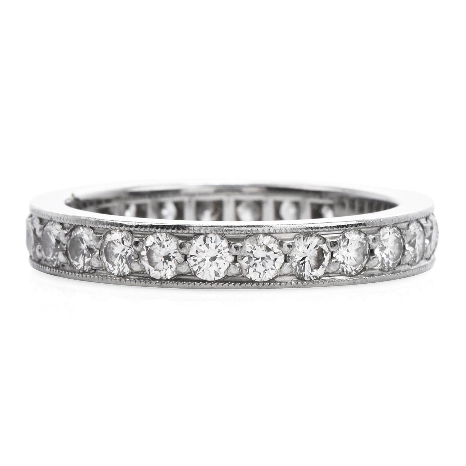 Women's or Men's Tiffany & Co. Legacy Round Cut Diamond Platinum Eternity Band Ring