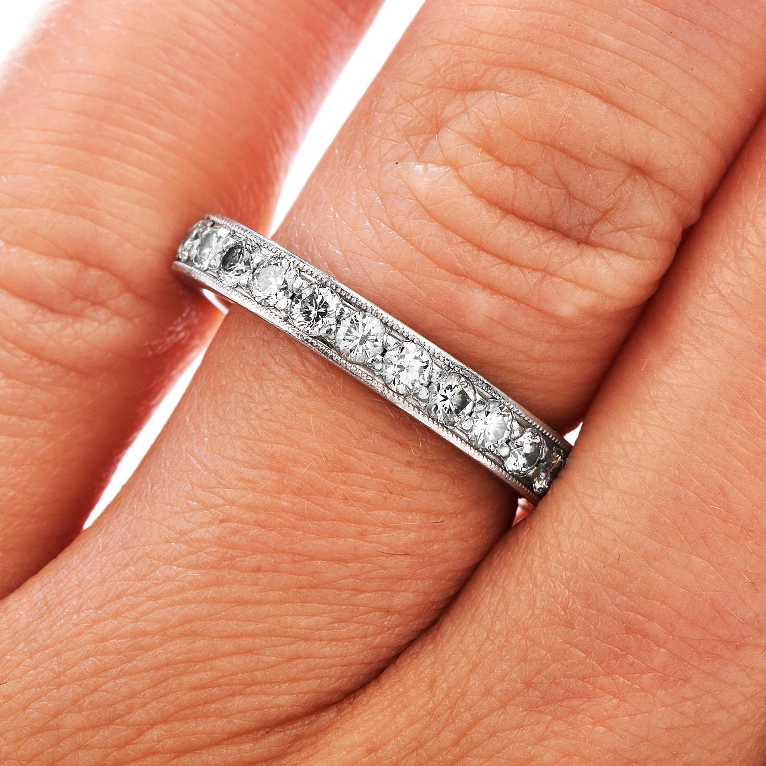 Tiffany & Co. Legacy Round Cut Diamond Platinum Eternity Band Ring 1