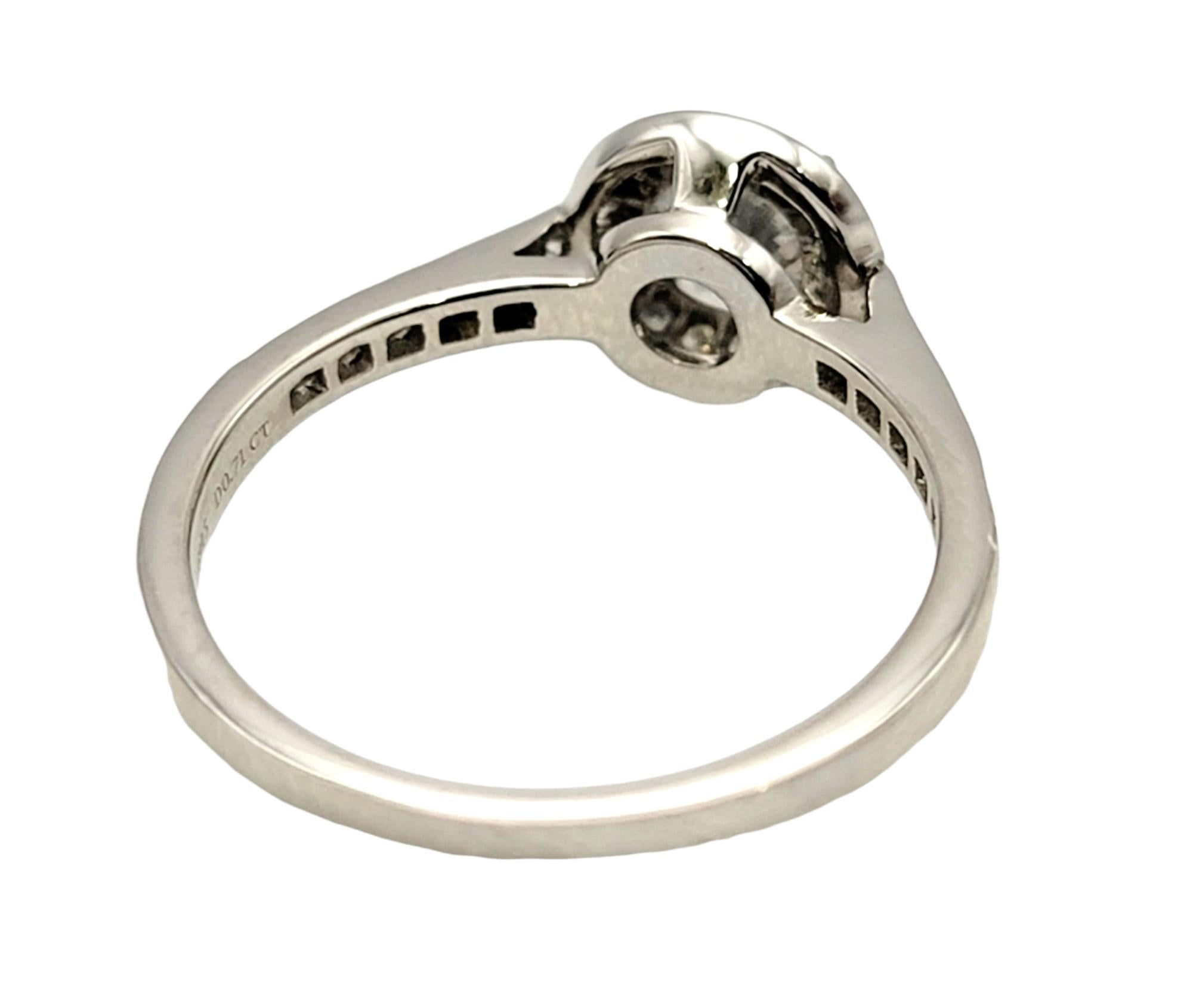 Round Cut Tiffany & Co. Legacy Round Diamond Halo Diamond Engagement Ring .84 Carat Total 