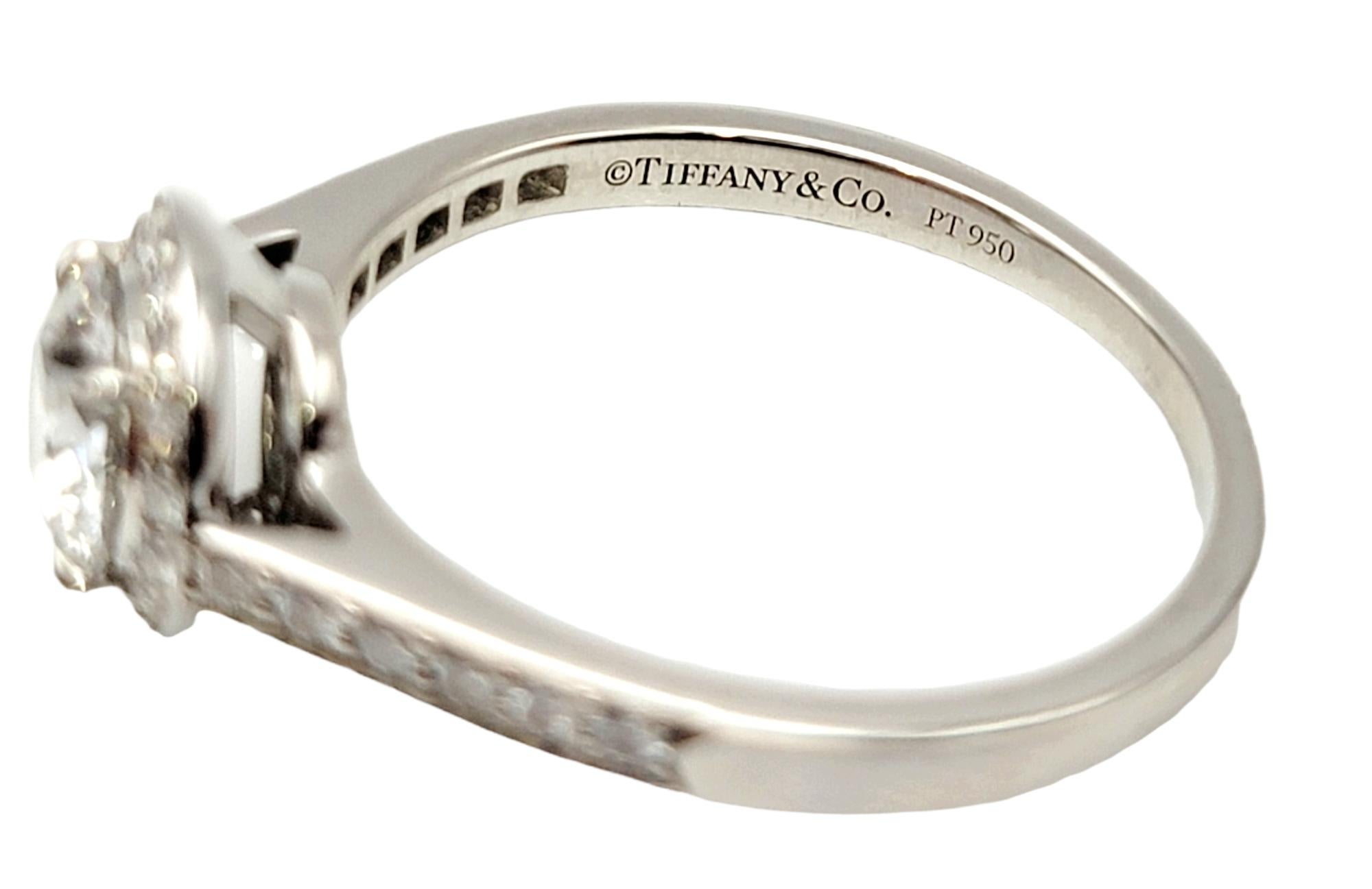 Women's Tiffany & Co. Legacy Round Diamond Halo Diamond Engagement Ring .84 Carat Total 