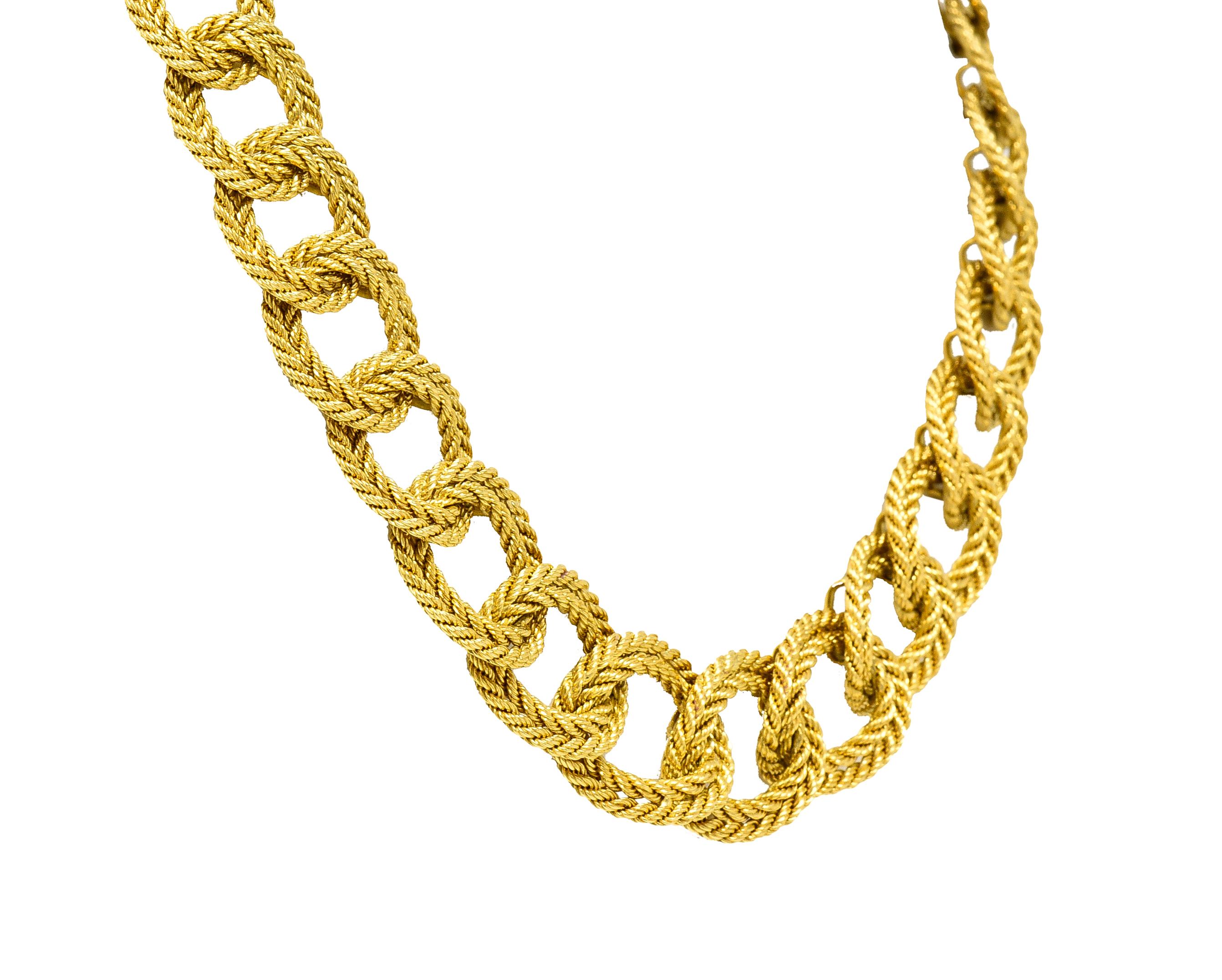 Contemporary Tiffany & Co. L'enfant French 1960's 18 Karat Yellow Gold Rope Vintage Necklace