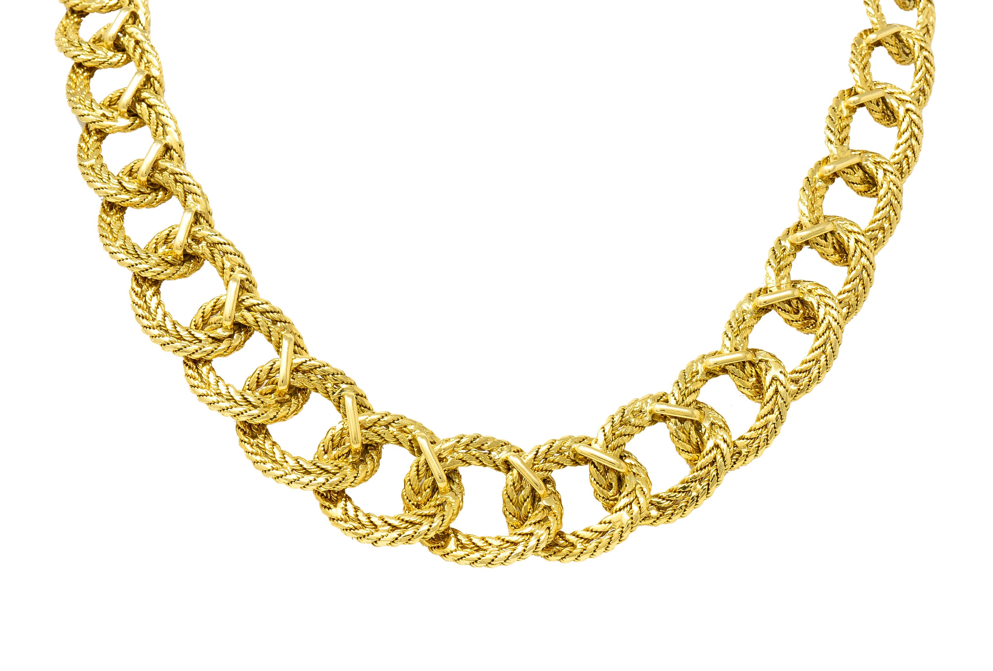 Tiffany & Co. L'enfant French 1960's 18 Karat Yellow Gold Rope Vintage Necklace In Excellent Condition In Philadelphia, PA