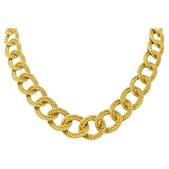 Tiffany & Co. L'enfant French 1960's 18 Karat Yellow Gold Rope Vintage Necklace