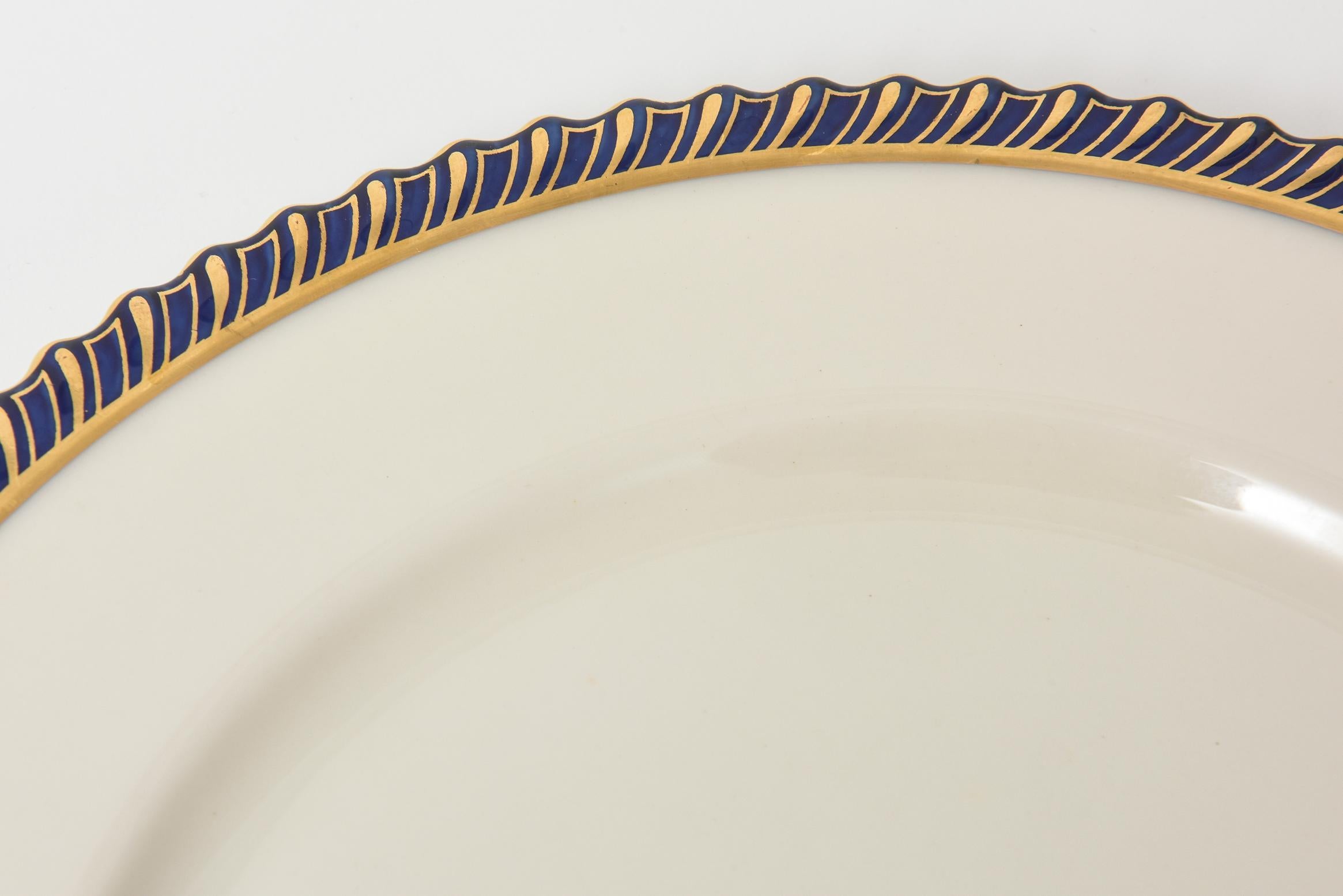 Tiffany & Co. Lenox Gadroon Cobalt Blue Gold Edge 10 Pc. Place Setting for 8 3