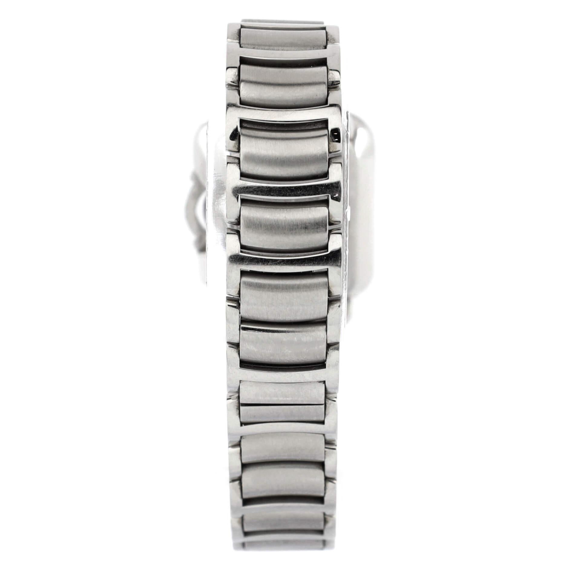 Tiffany & Co. Limited Edition T Rechteckige Quarzuhr aus Edelstahl, Edelstahl Damen