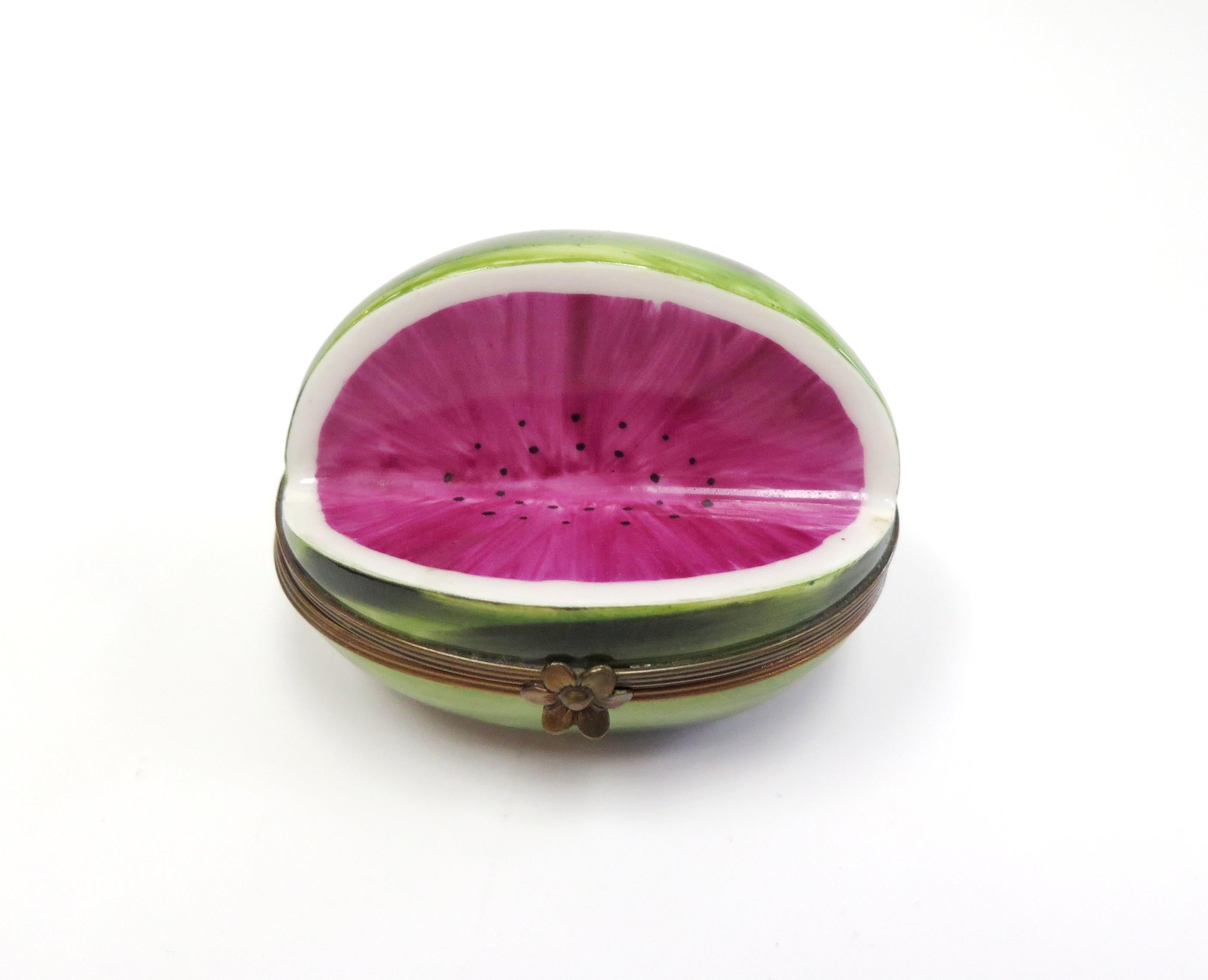 Tiffany & Co. Limoges France Box Hand-Painted Cut Watermelon Shape Trinket Box 1
