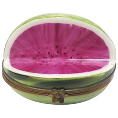 Antique Tiffany & Co. Limoges France Box Hand-Painted Cut Watermelon Shape Trinket Box