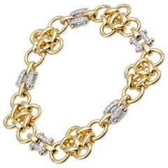 Tiffany & Co. Italy 18K Yellow Gold Heavyweight Link + Diamond Bracelet Orig Box