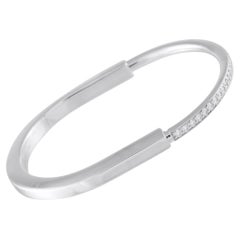 Tiffany & Co. Lock 18K White Gold 1.20ct Diamond Bangle Bracelet TI03-060326