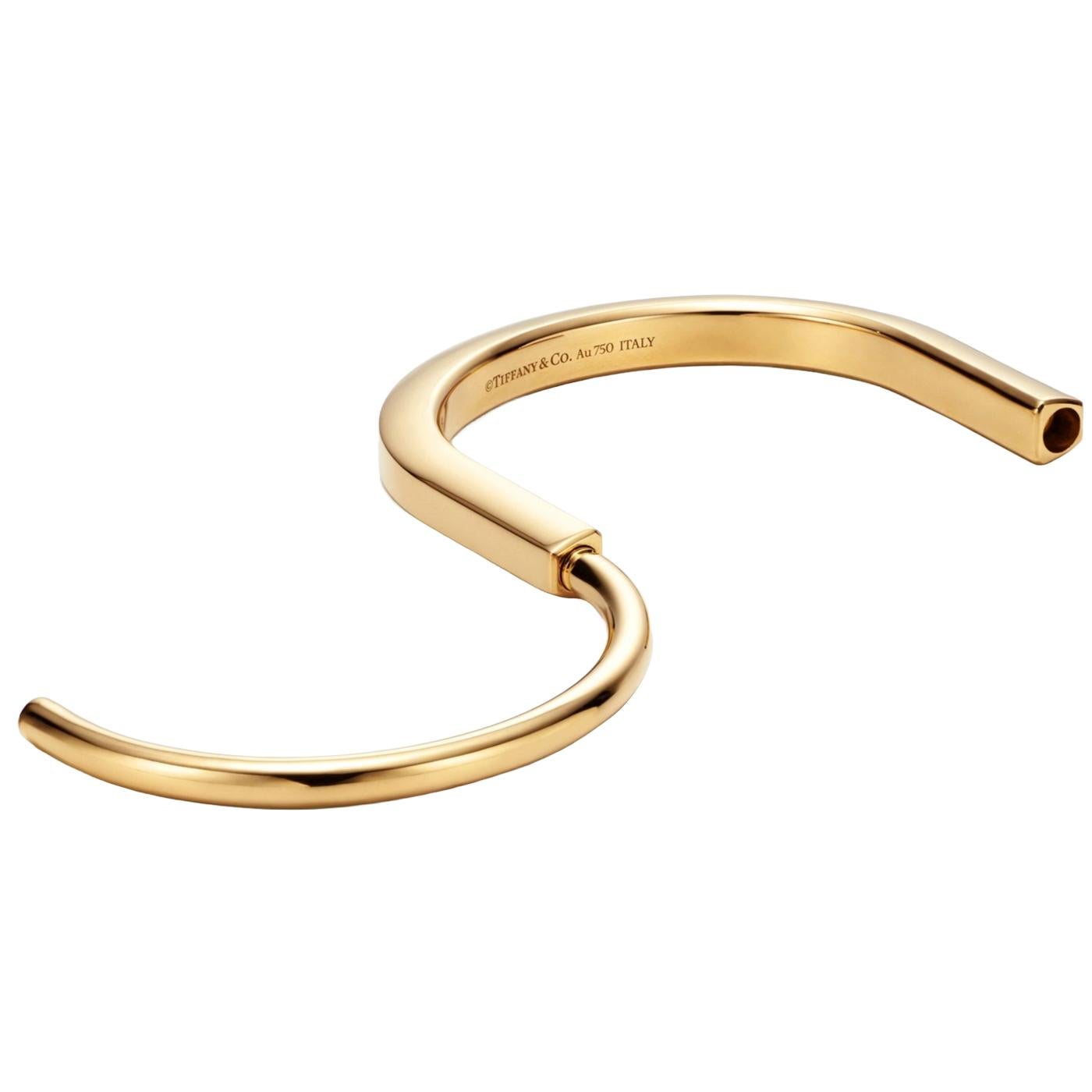 Women's Tiffany & Co Lock Bangle 18k Yellow Gold Medium Size Bracelet
