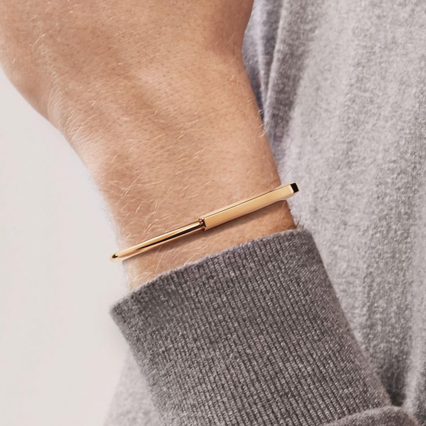 Tiffany & Co Lock Bangle 18k Yellow Gold Medium Size Bracelet 2