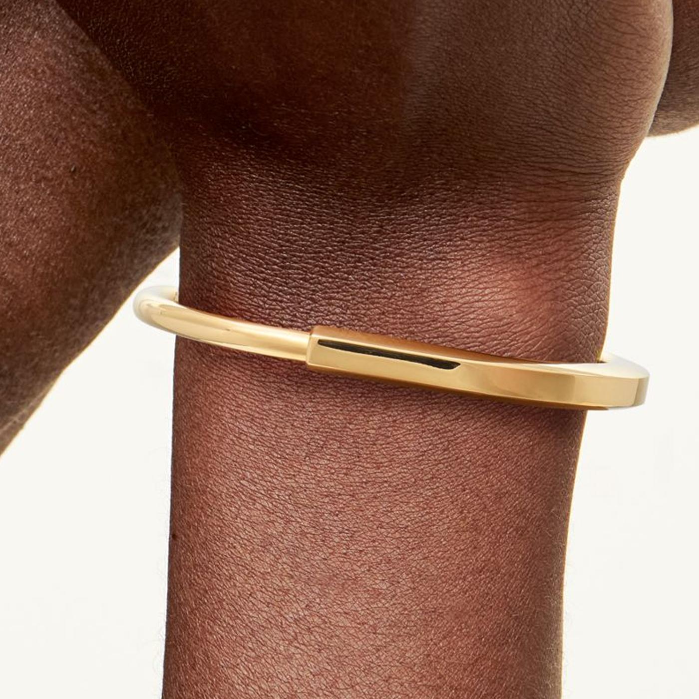 Tiffany & Co Lock Bangle 18k Yellow Gold Medium Size Bracelet 3