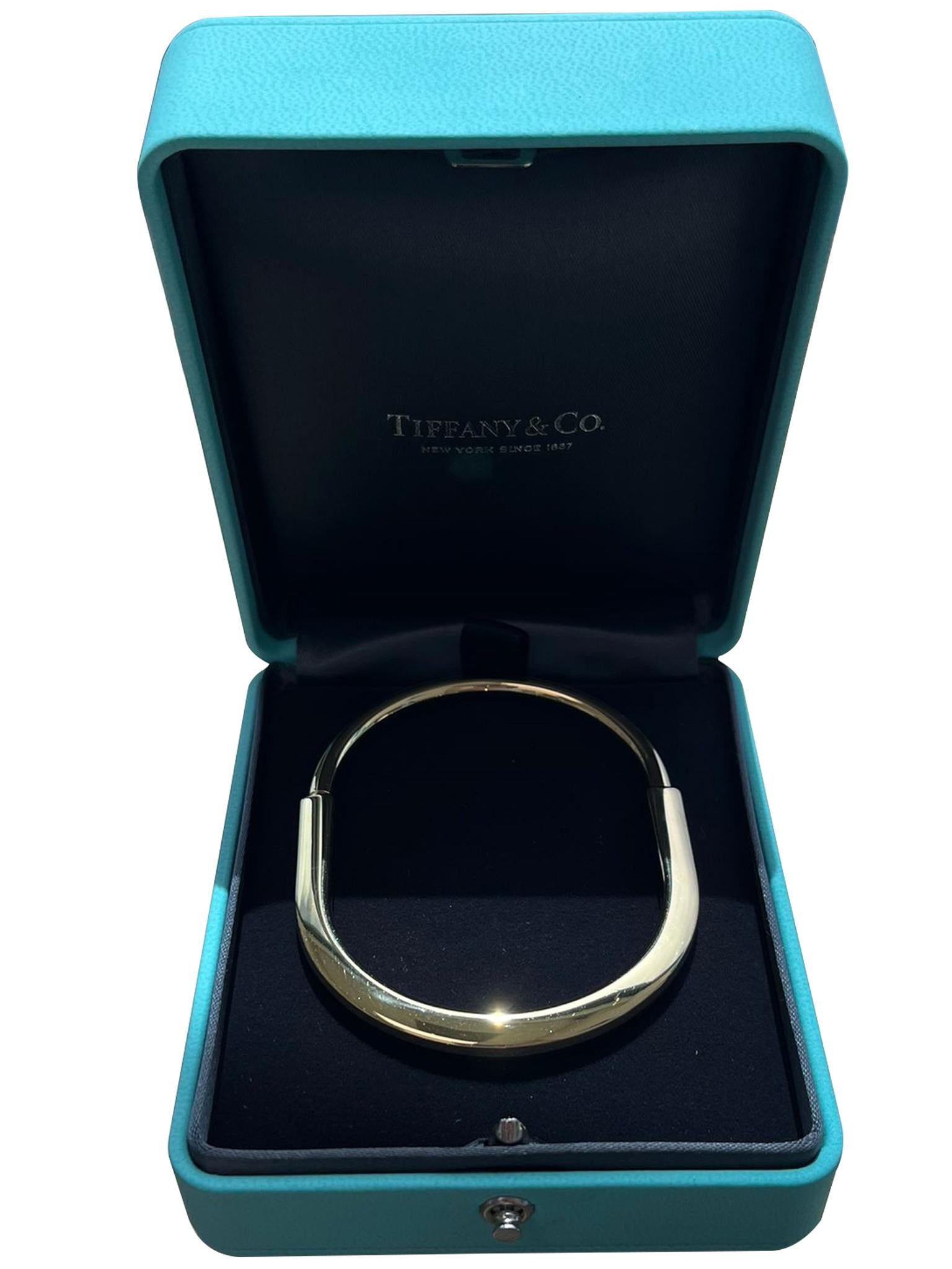 Tiffany & Co Lock Bangle 18k Yellow Gold Medium Size Bracelet 4