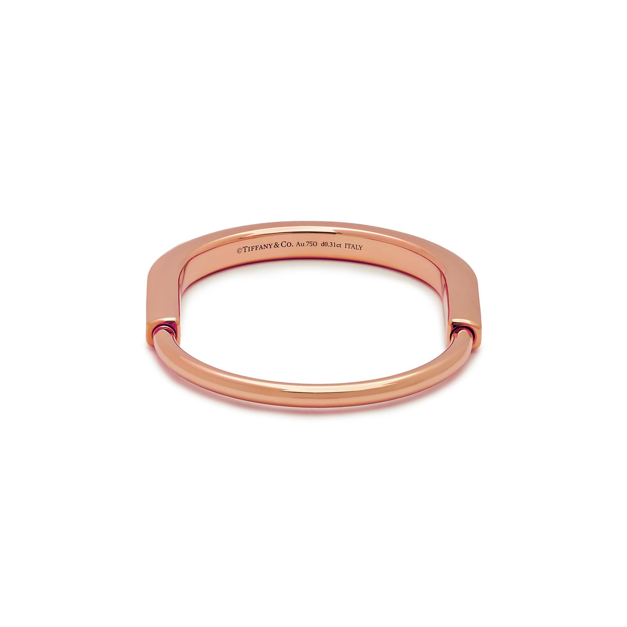 Tiffany & Co. Lock Bangle in Rose Gold with Diamond Accents 70185296 In New Condition For Sale In New York, NY
