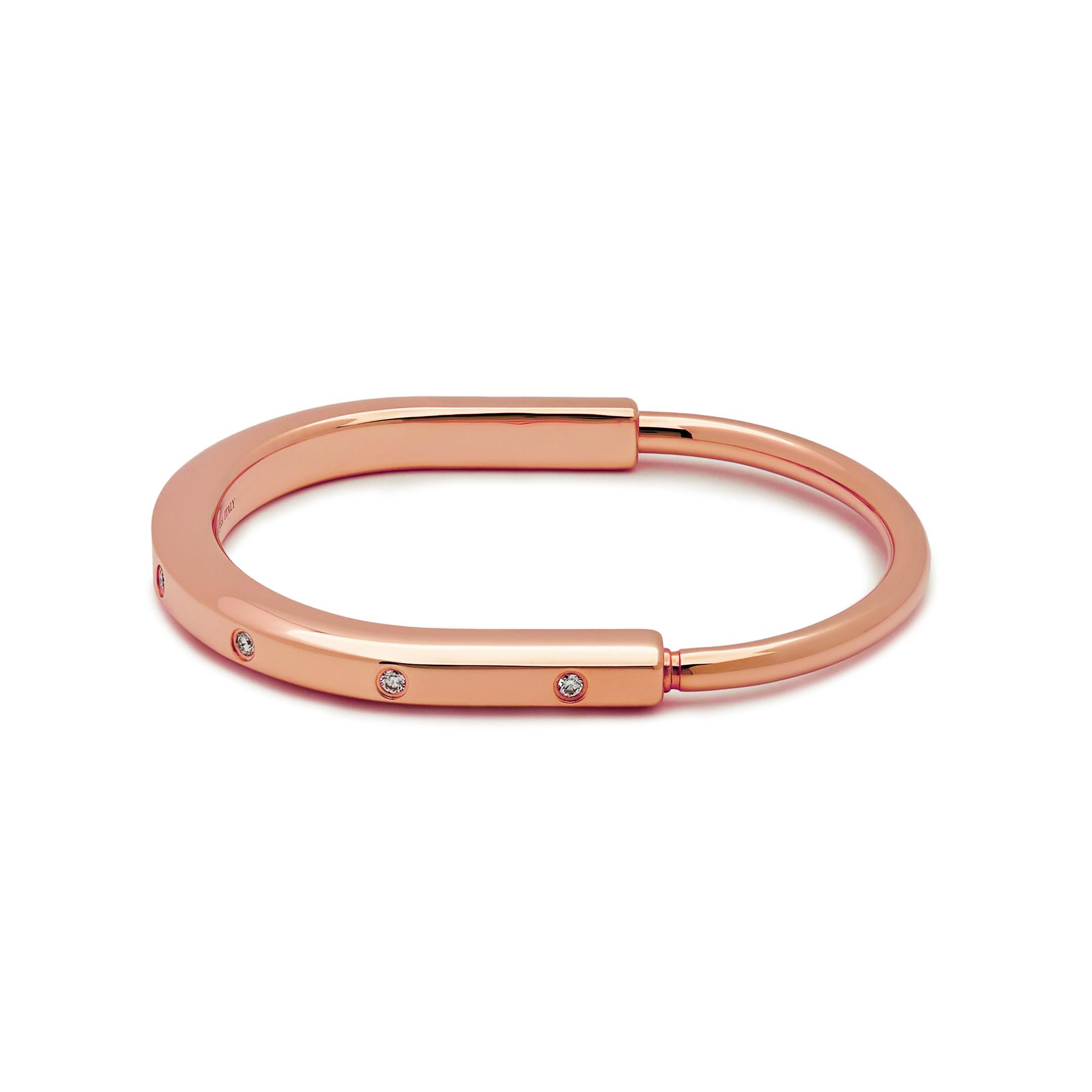 Tiffany & Co. Lock Bangle in Rose Gold with Diamond Accents 70185296 For Sale