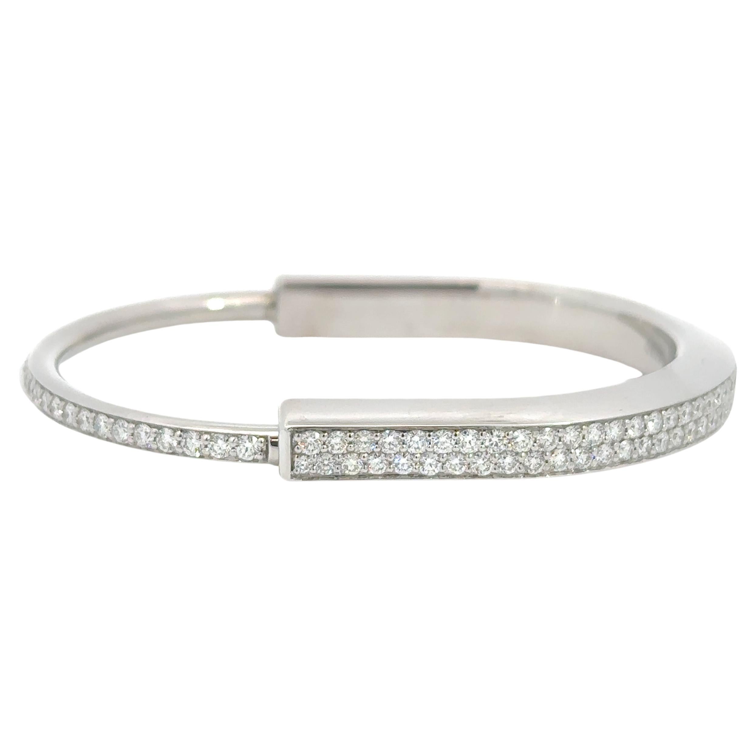 Tiffany & Co. Bracelet Lock en or blanc et diamants pavés pleins
