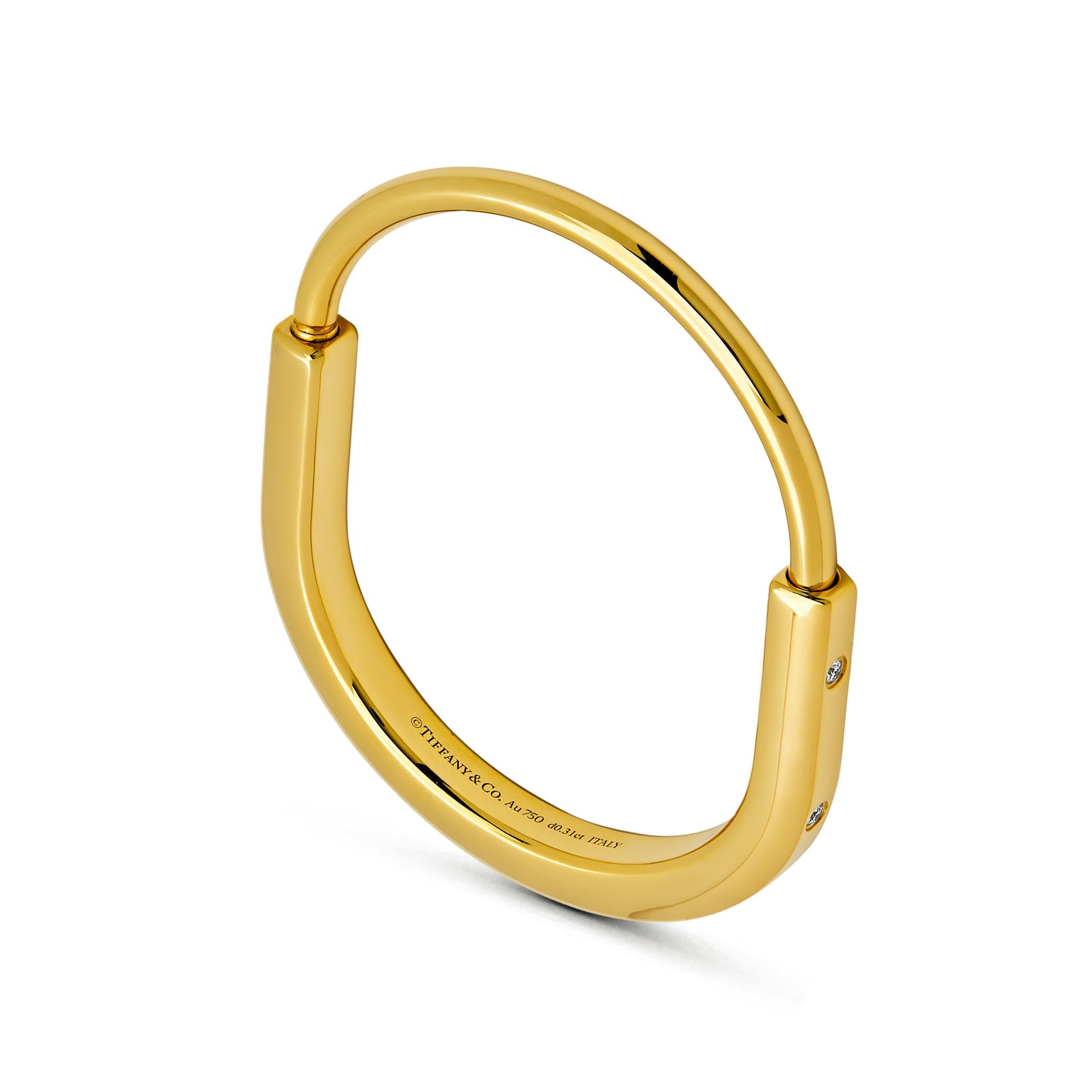 tiffany lock bangle gold with diamond accents