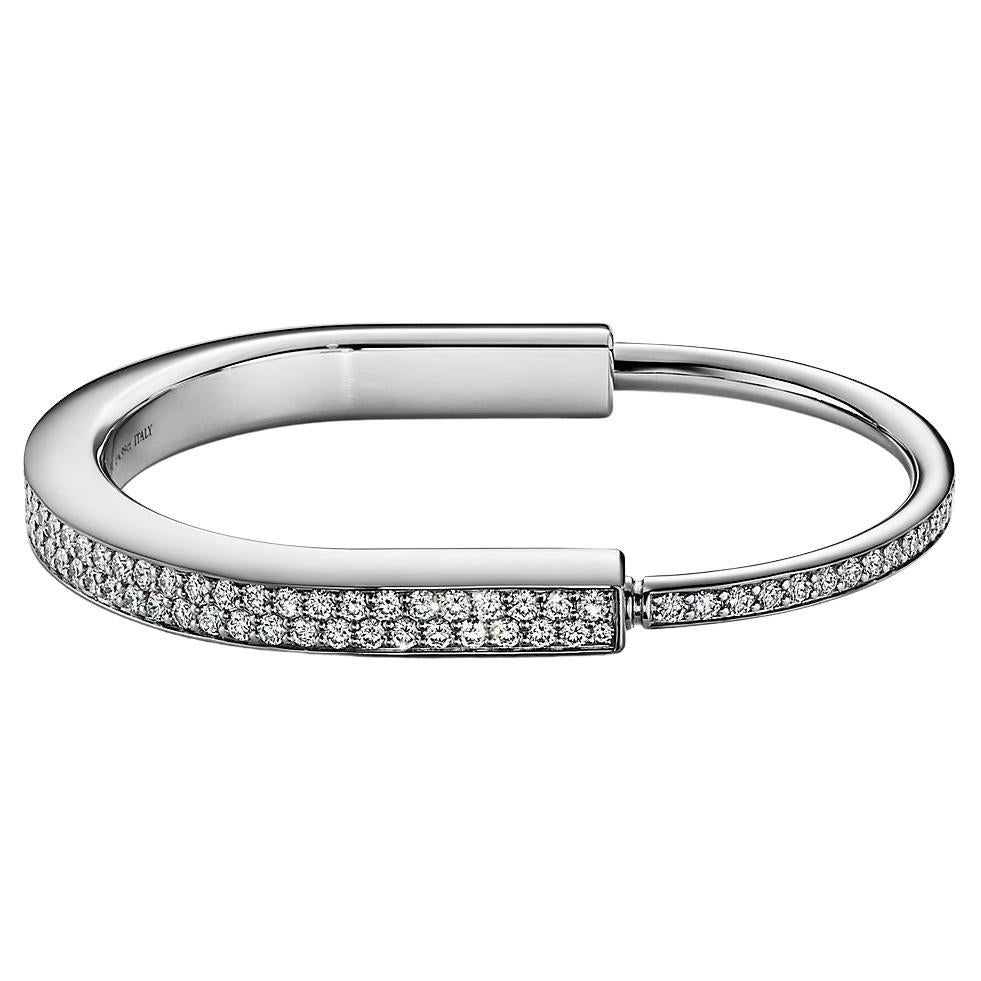 Tiffany & Co. Lock Bangle White Gold Full Pave Diamonds 70424967 For Sale
