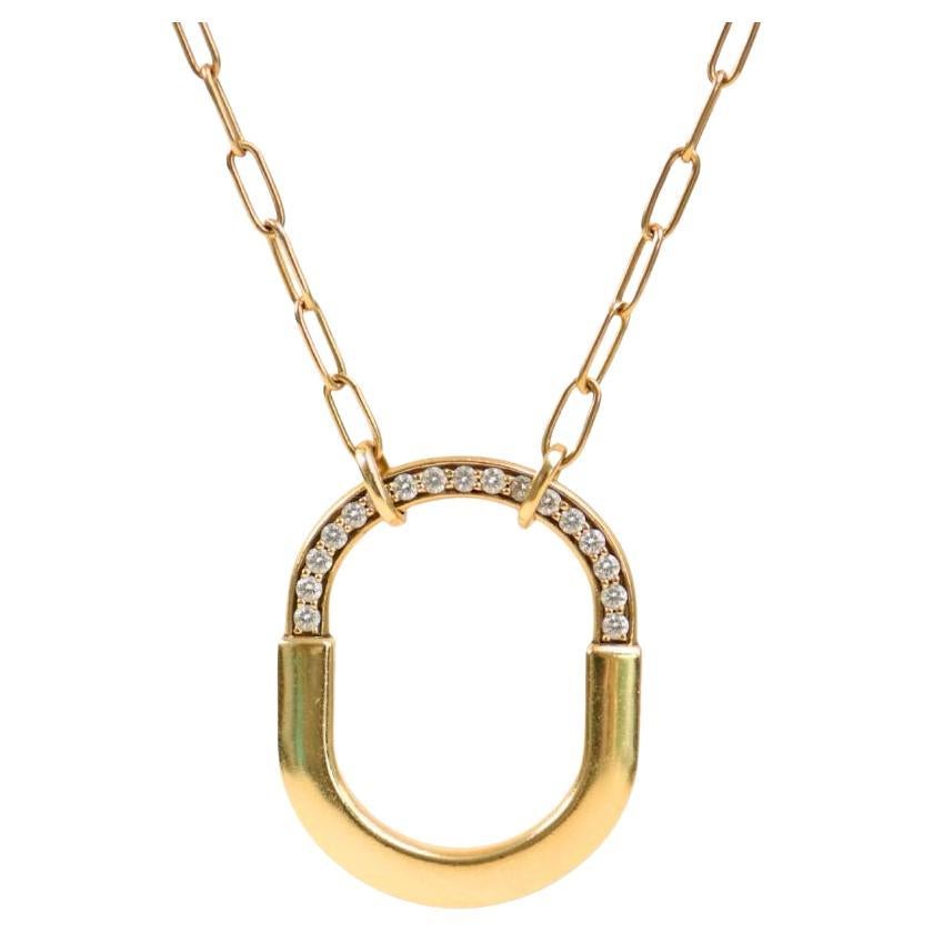 Tiffany & Co. Lock Diamond Pendant 18K Yellow Gold Medium Model Necklace For Sale