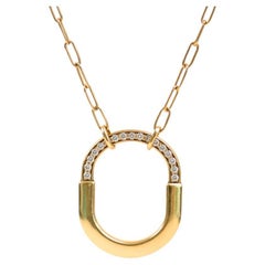 Tiffany & Co. Lock Diamond Pendant 18K Yellow Gold Medium Model Necklace