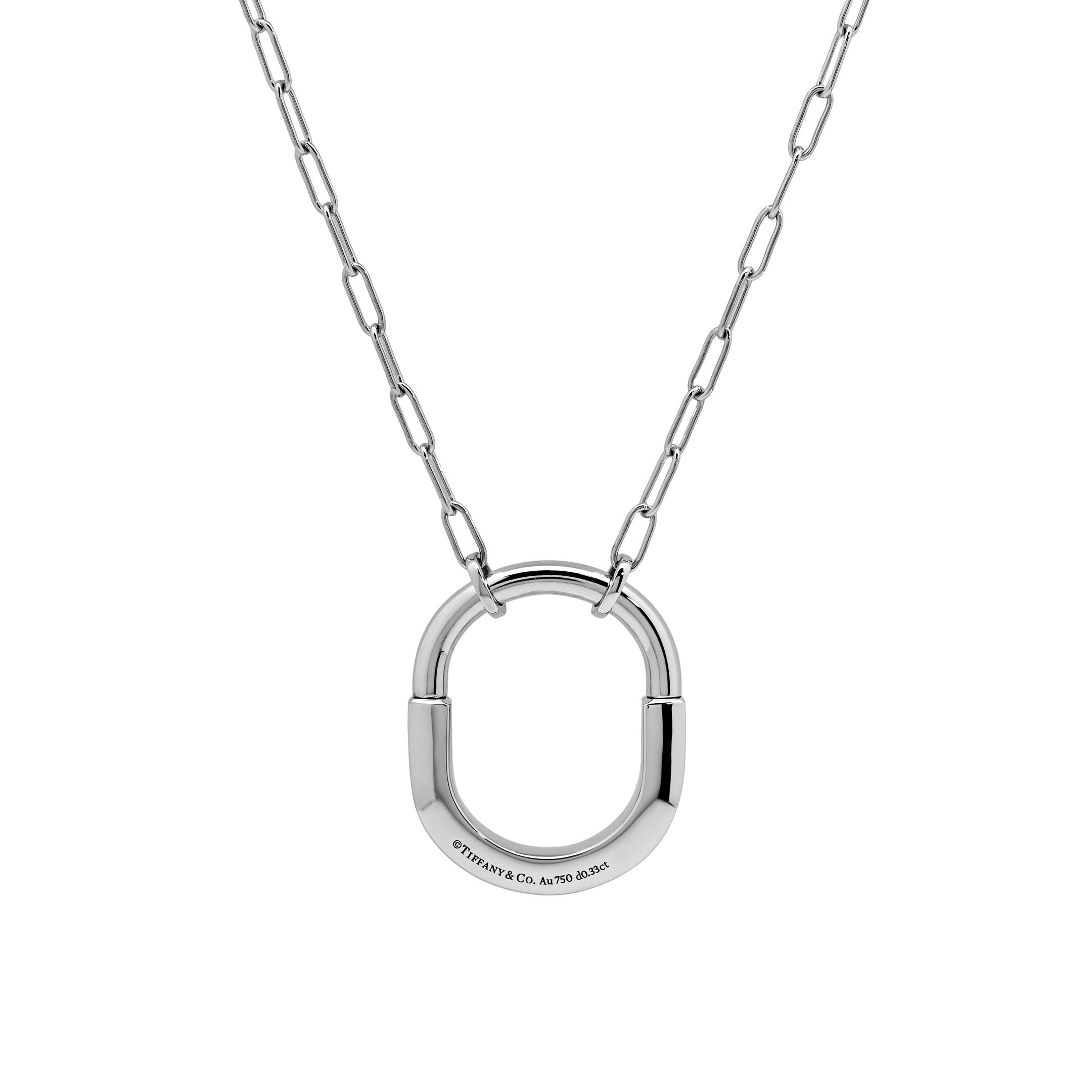 Tiffany & Co. Lock Necklace in White Gold with Diamonds In New Condition For Sale In New York, NY