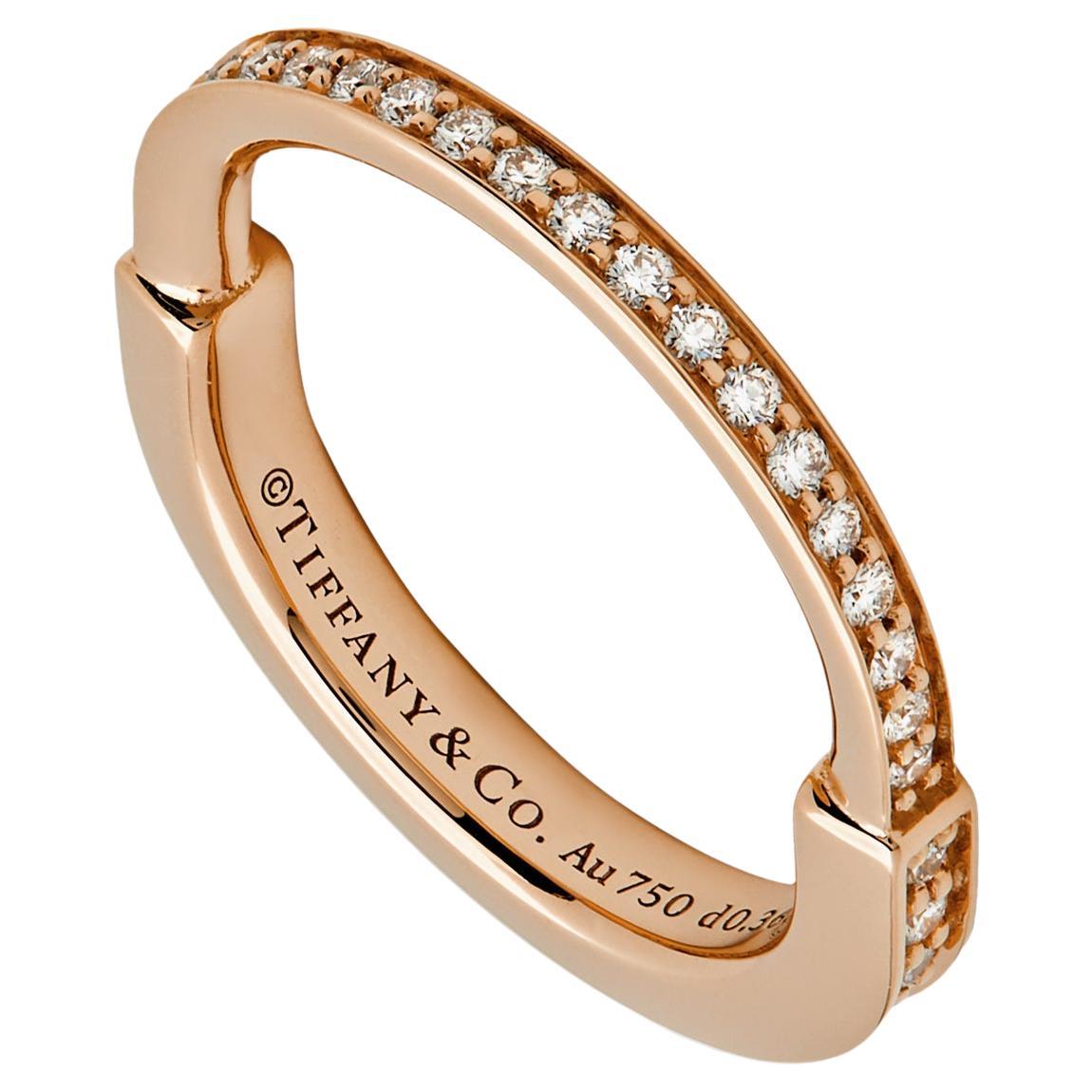  Tiffany & Co. Lock Ring in Rose Gold with Pavé Diamonds 72791584 For Sale