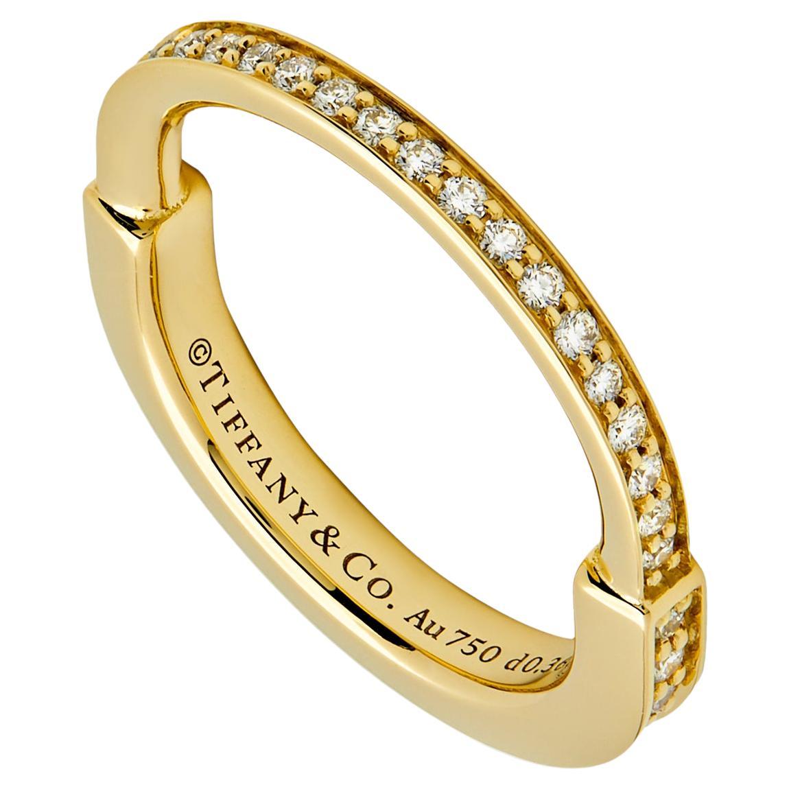 Tiffany & Co. Lock Ring in Yellow Gold with Pavé Diamonds 72343786 For Sale