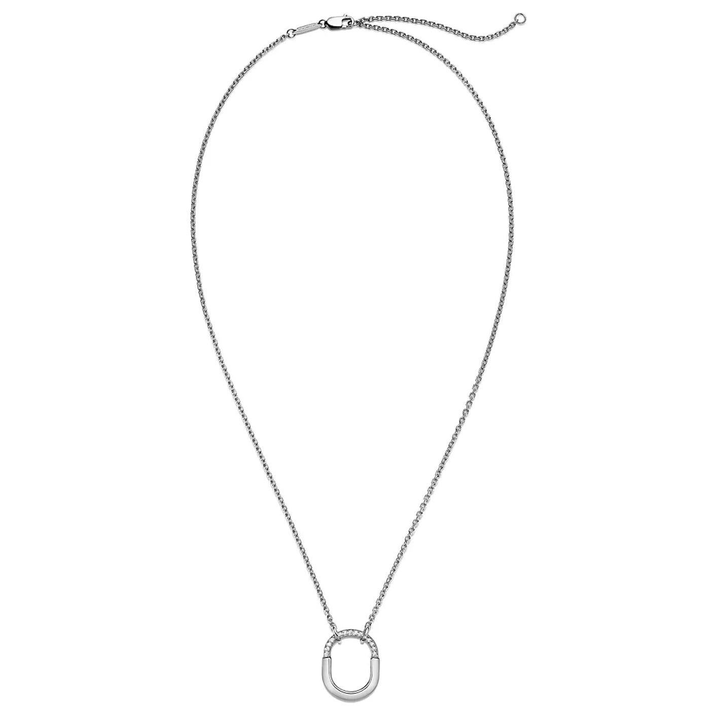 Taille ronde Petit pendentif Tiffany & Co en or blanc 18 carats avec diamants ronds brillants en vente