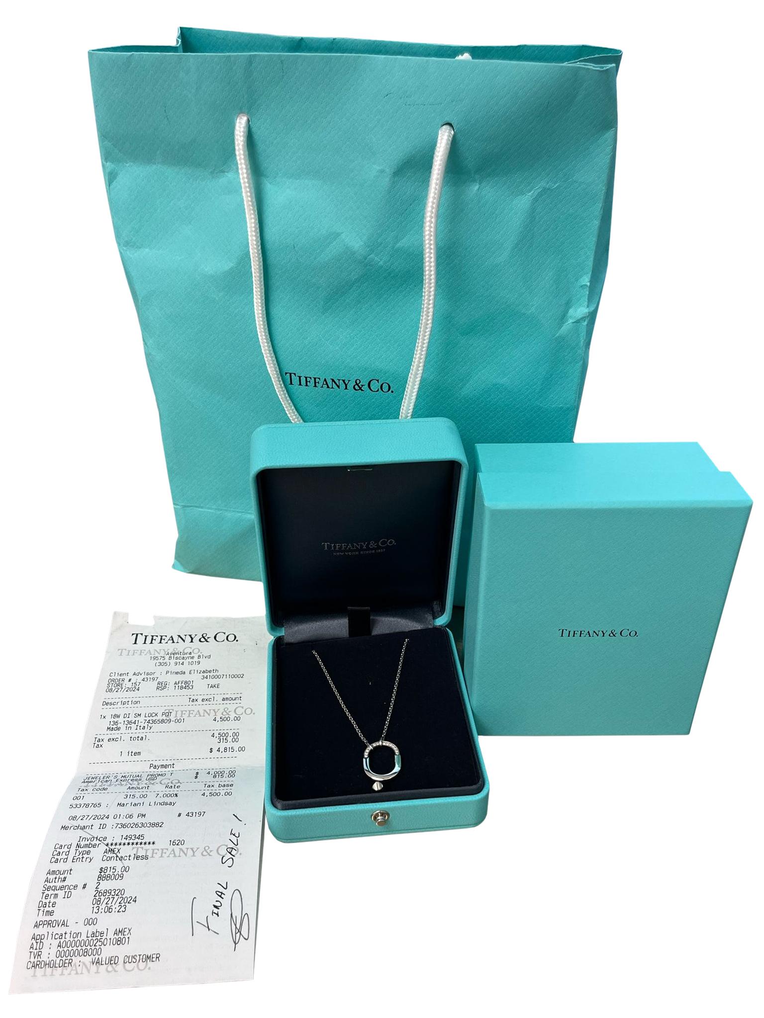 Petit pendentif Tiffany & Co en or blanc 18 carats avec diamants ronds brillants Neuf - En vente à Aventura, FL