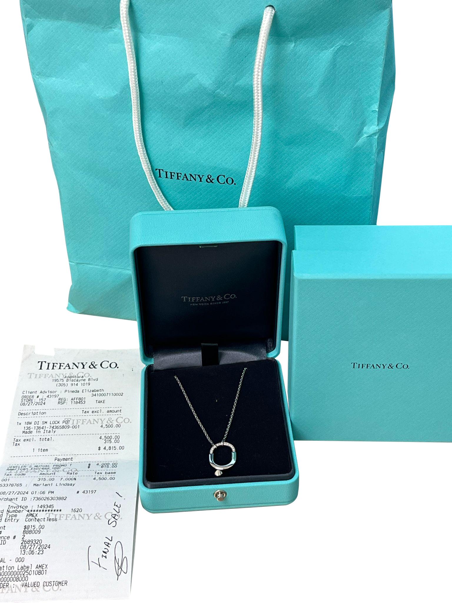 Petit pendentif Tiffany & Co en or blanc 18 carats avec diamants ronds brillants Pour femmes en vente