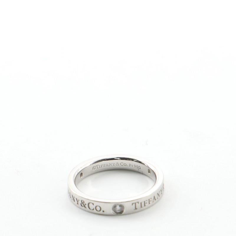 Tiffany & Co. Logo Band Ring Platinum and Diamonds 4.5 - 48 In Good Condition In New York, NY