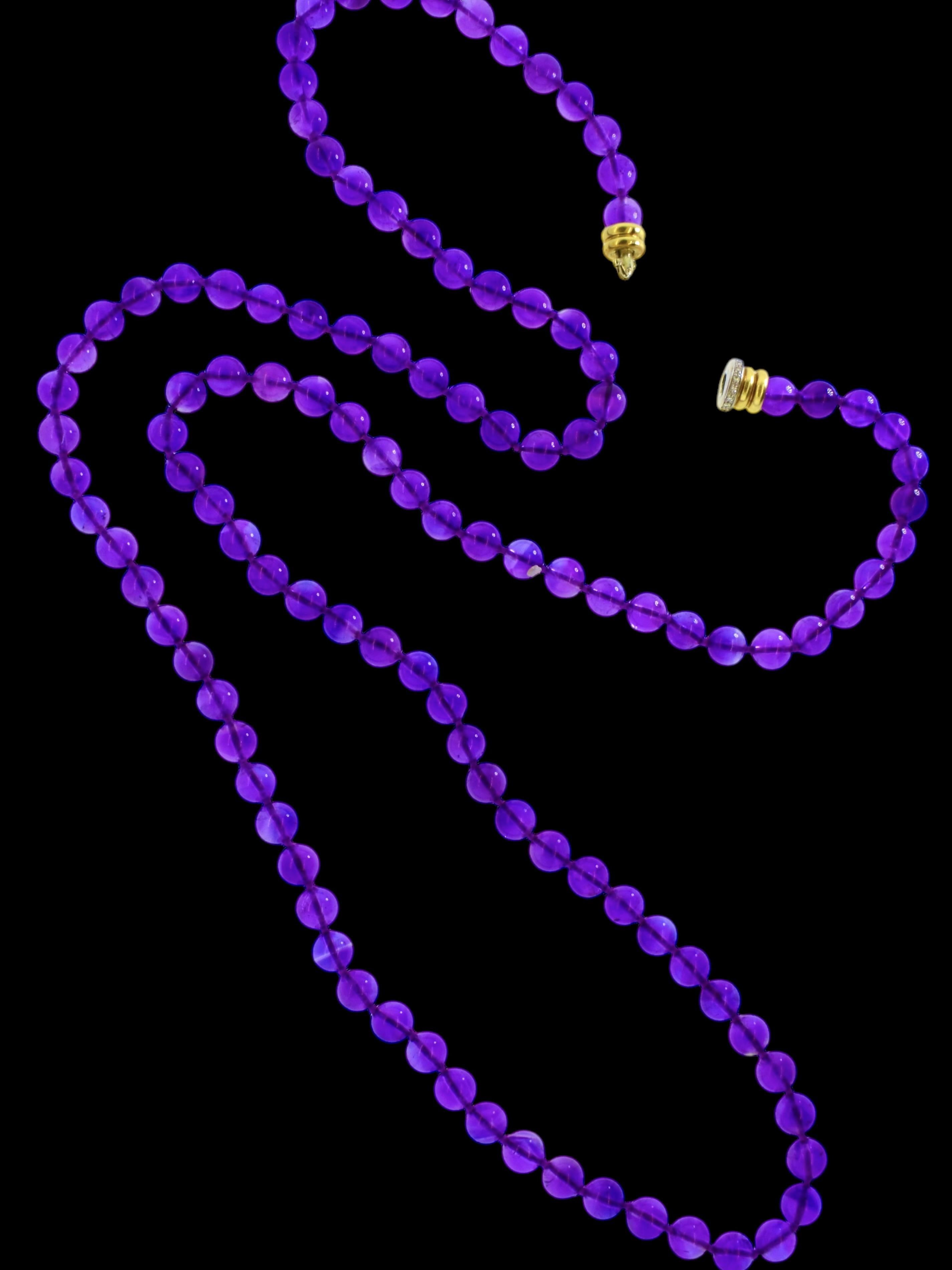 Contemporary Tiffany & Co. Long Strand of Fine Amethyst Necklace.