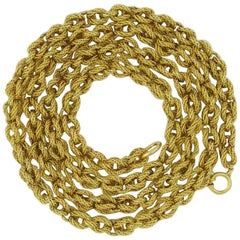 Tiffany & Co. Long Textured Gold Link Necklace