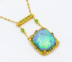 Tiffany & Co. Louis Comfort Opal Demantoid Garnet and Sapphire Pendant Necklace
