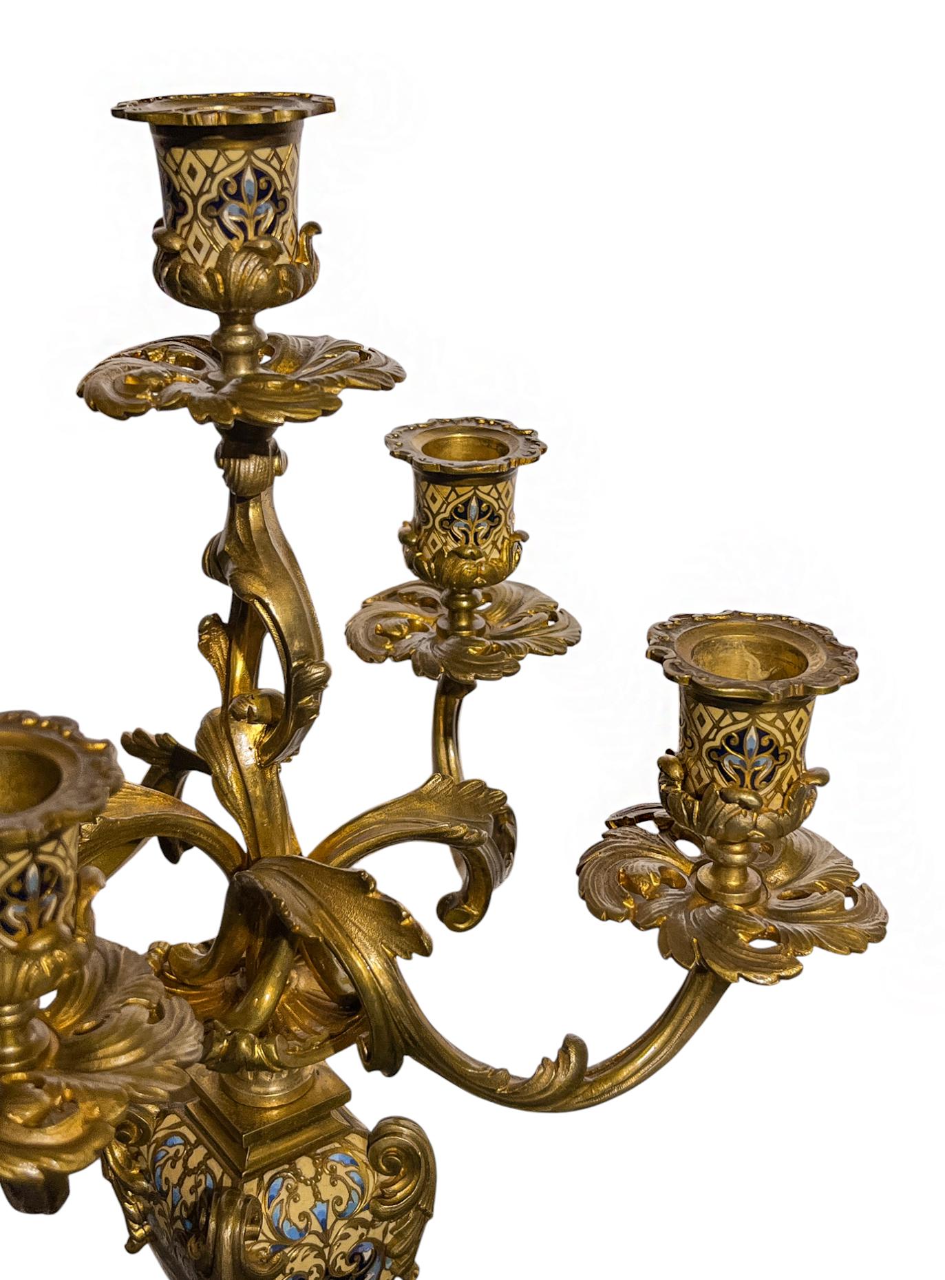 Tiffany & Co. Louis XV-style Champleve Clock  Set en venta 3