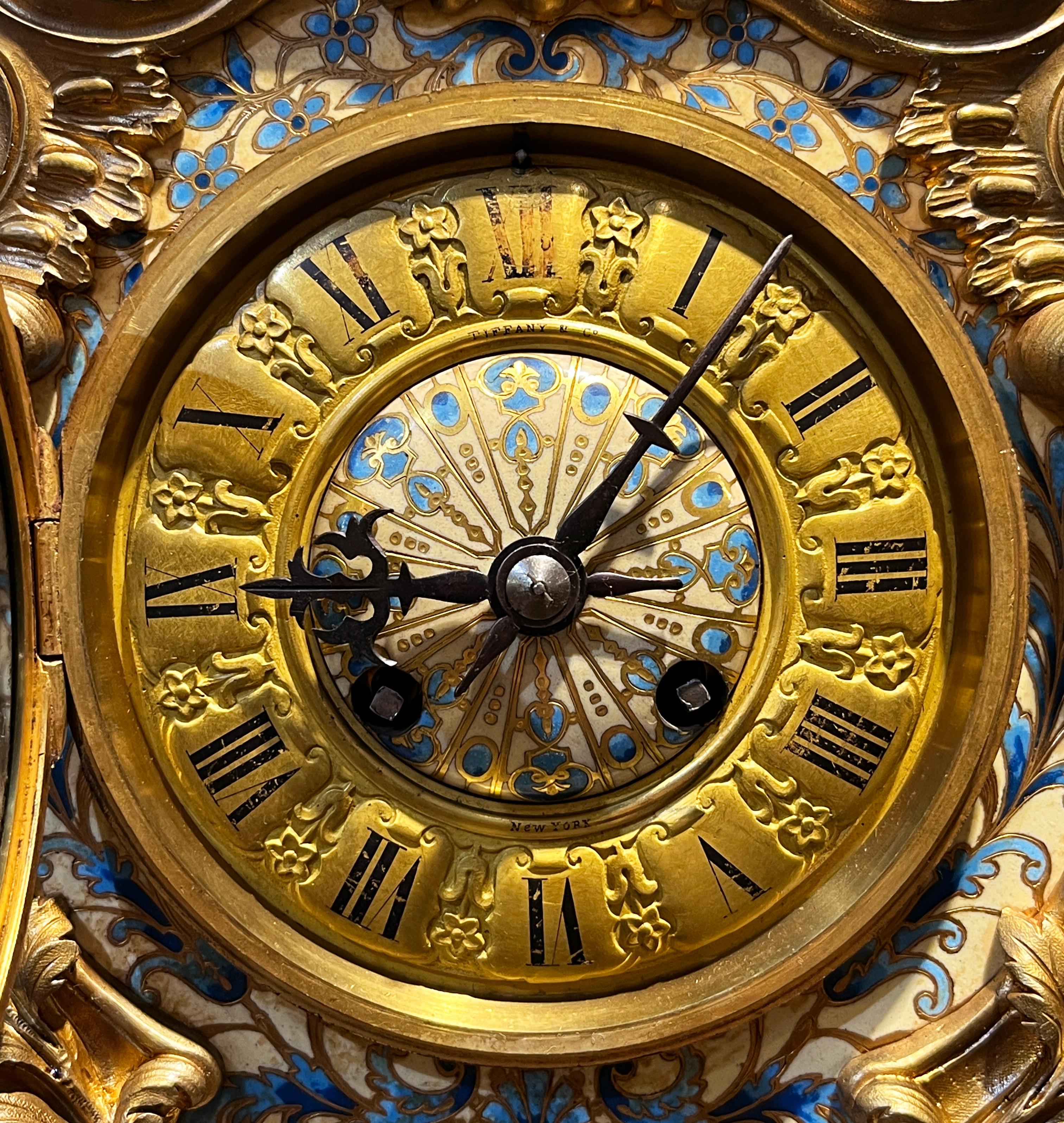 Tiffany & Co. Louis XV-style Champleve Clock  Set en venta 6
