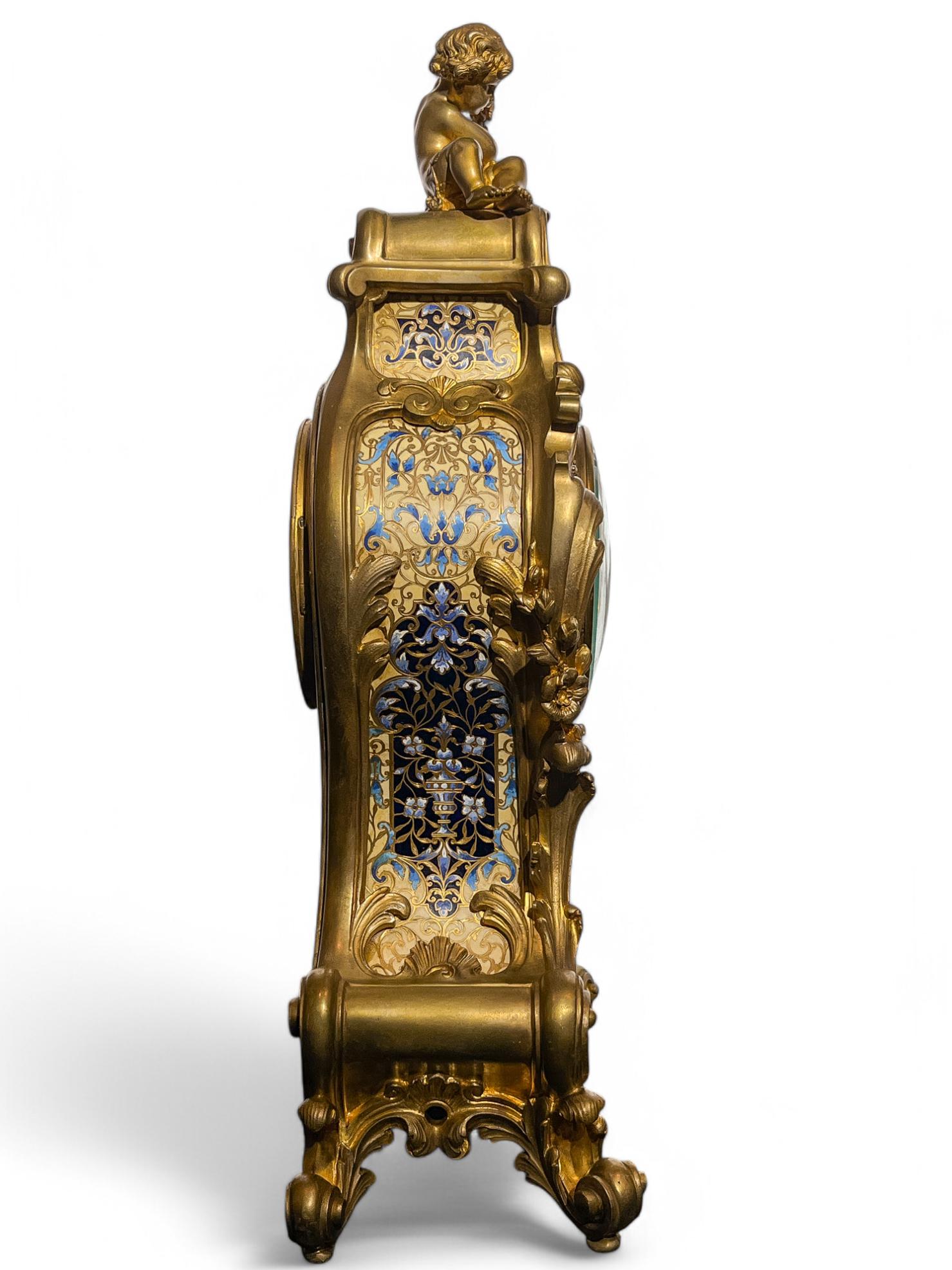 Tiffany & Co. Louis XV-style Champleve Clock  Set Bronce en venta