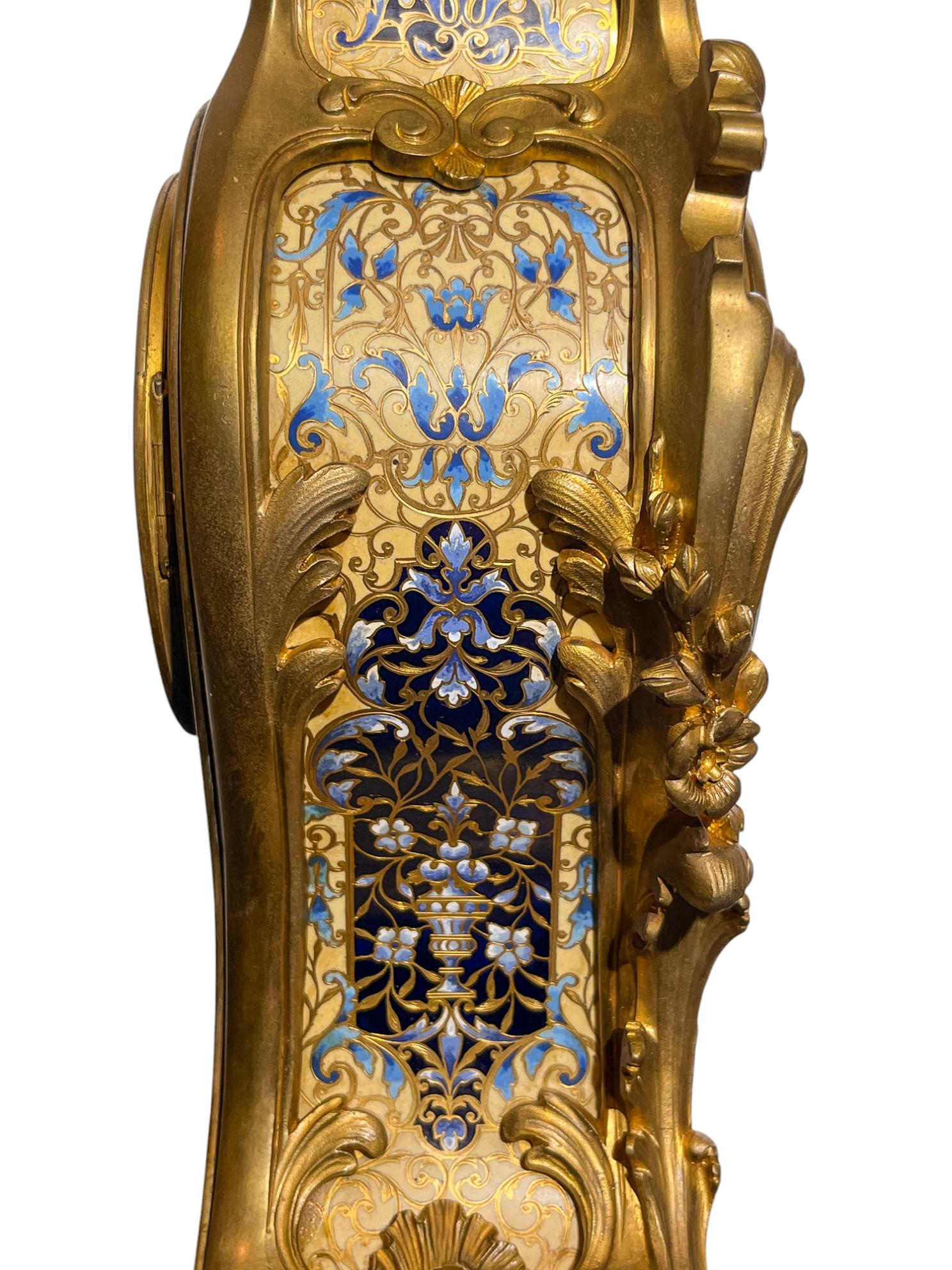 Tiffany & Co. Louis XV-style Champleve Clock  Set en venta 1