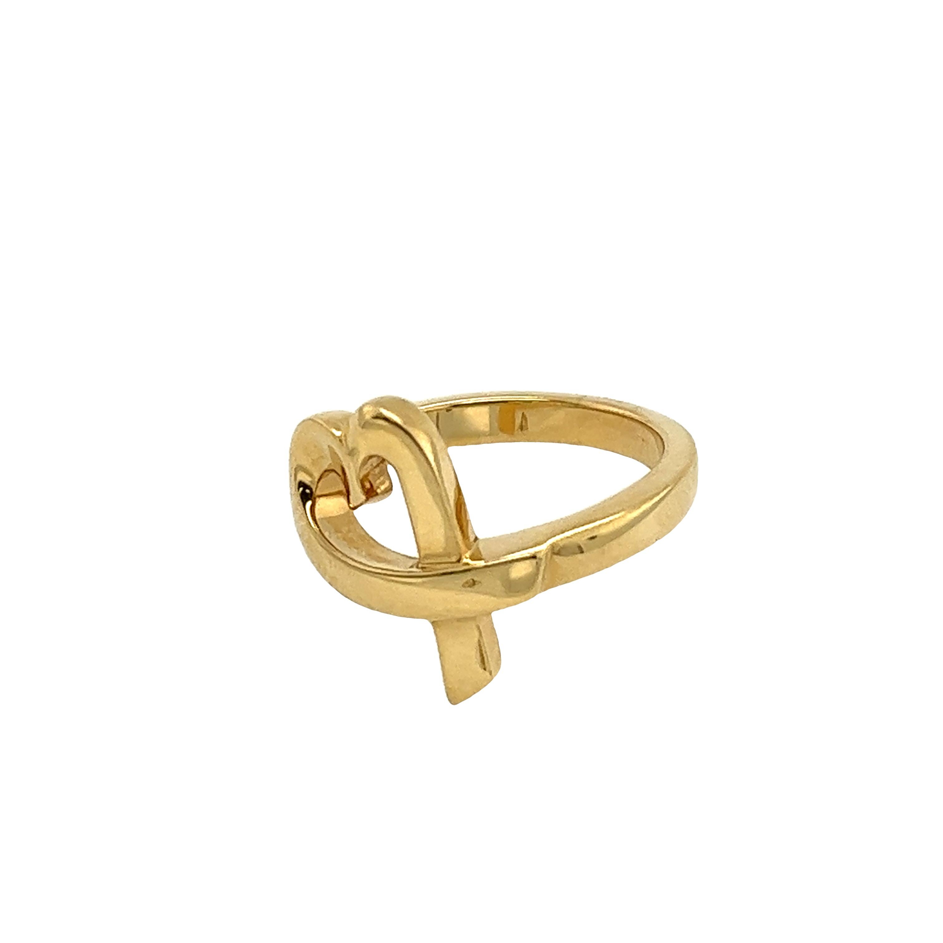 Tiffany & Co Love Heart Ring Paloma Picasso in 18ct Yellow Gold, With Original B In Excellent Condition For Sale In London, GB