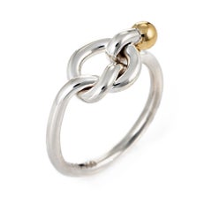 Tiffany & Co. Love Knot Ring Vintage 18 Karat Gold Sterling Silver Fine Signed