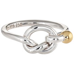 Tiffany & Co. Love Knot Ring Vintage 18 Karat Gold Sterling Silver Fine Signed
