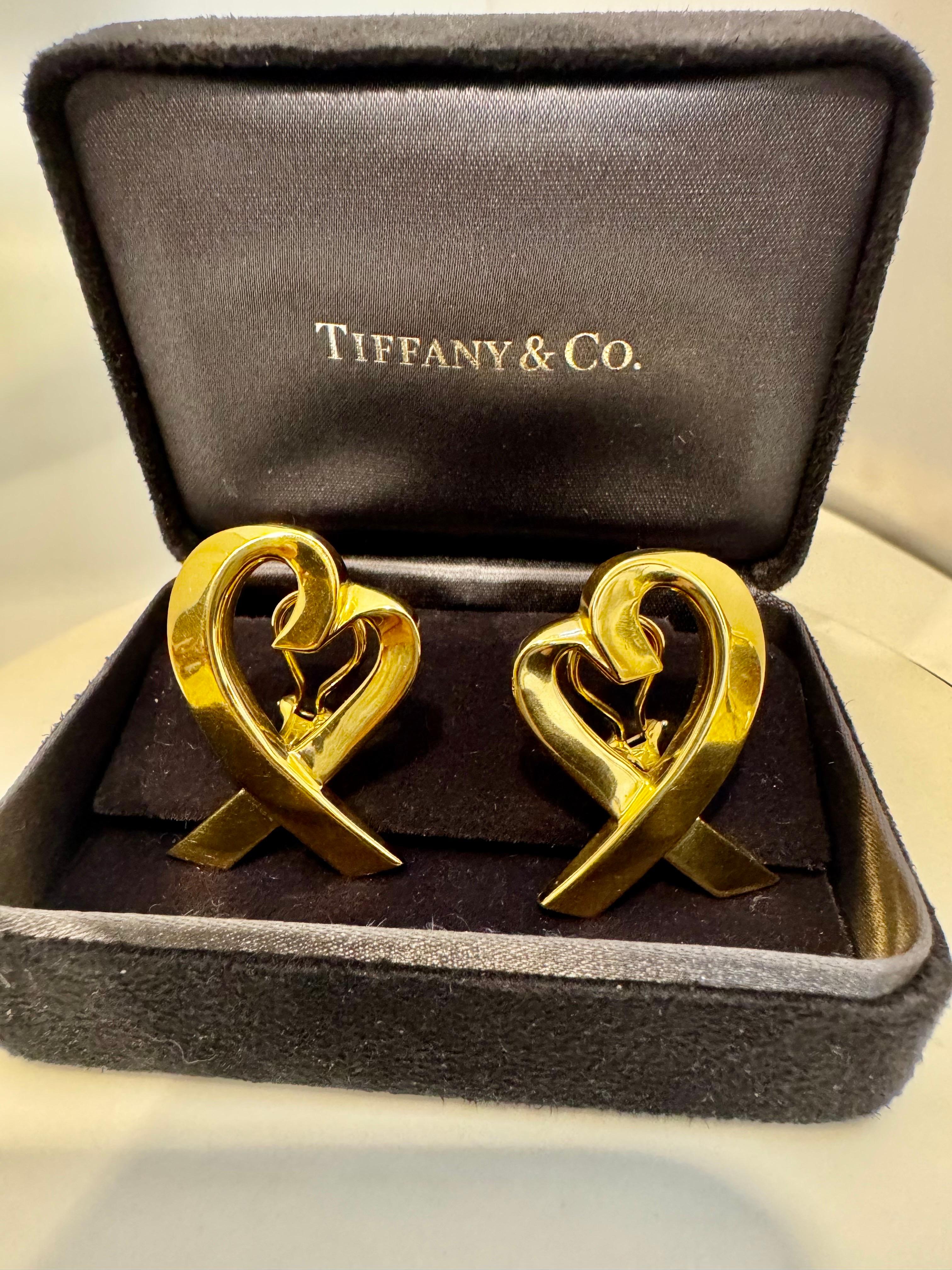TIFFANY & Co Loving Heart PALOMA PICASSO 18 Kt Yellow Gold Large Earrings, 22 Gm en vente 7