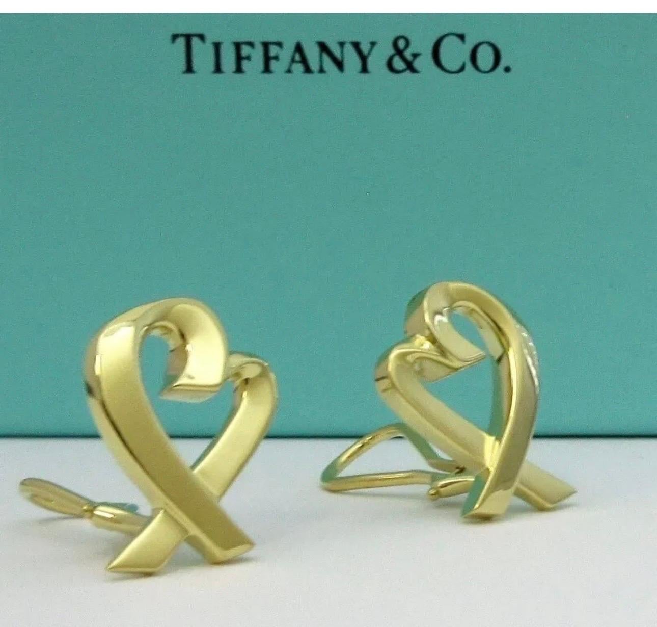 TIFFANY & Co Loving Heart PALOMA PICASSO 18 Kt Yellow Gold Large Earrings, 22 Gm en vente 5