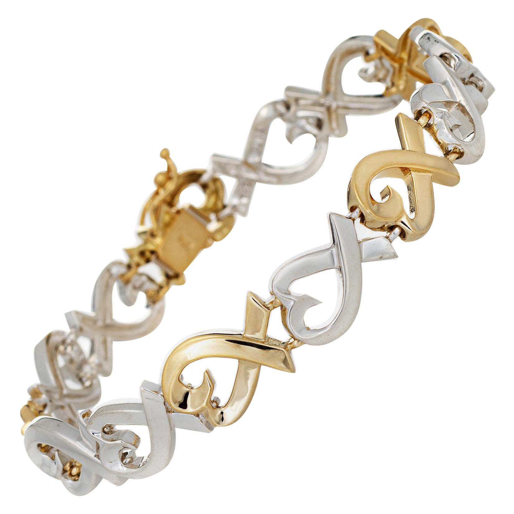 Tiffany & Co. Loving Hearts Bracelet Paloma Picasso 18k Gold Silver Fine Jewelry