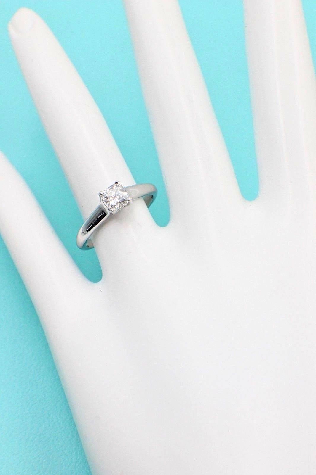 Tiffany & Co. Lucida 0.46 ct E VVS1 Diamond Platinum Engagement Ring Box & Cert For Sale 4