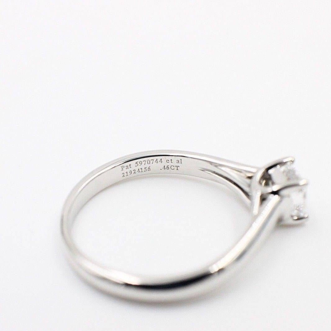 Princess Cut Tiffany & Co. Lucida 0.46 ct E VVS1 Diamond Platinum Engagement Ring Box & Cert For Sale