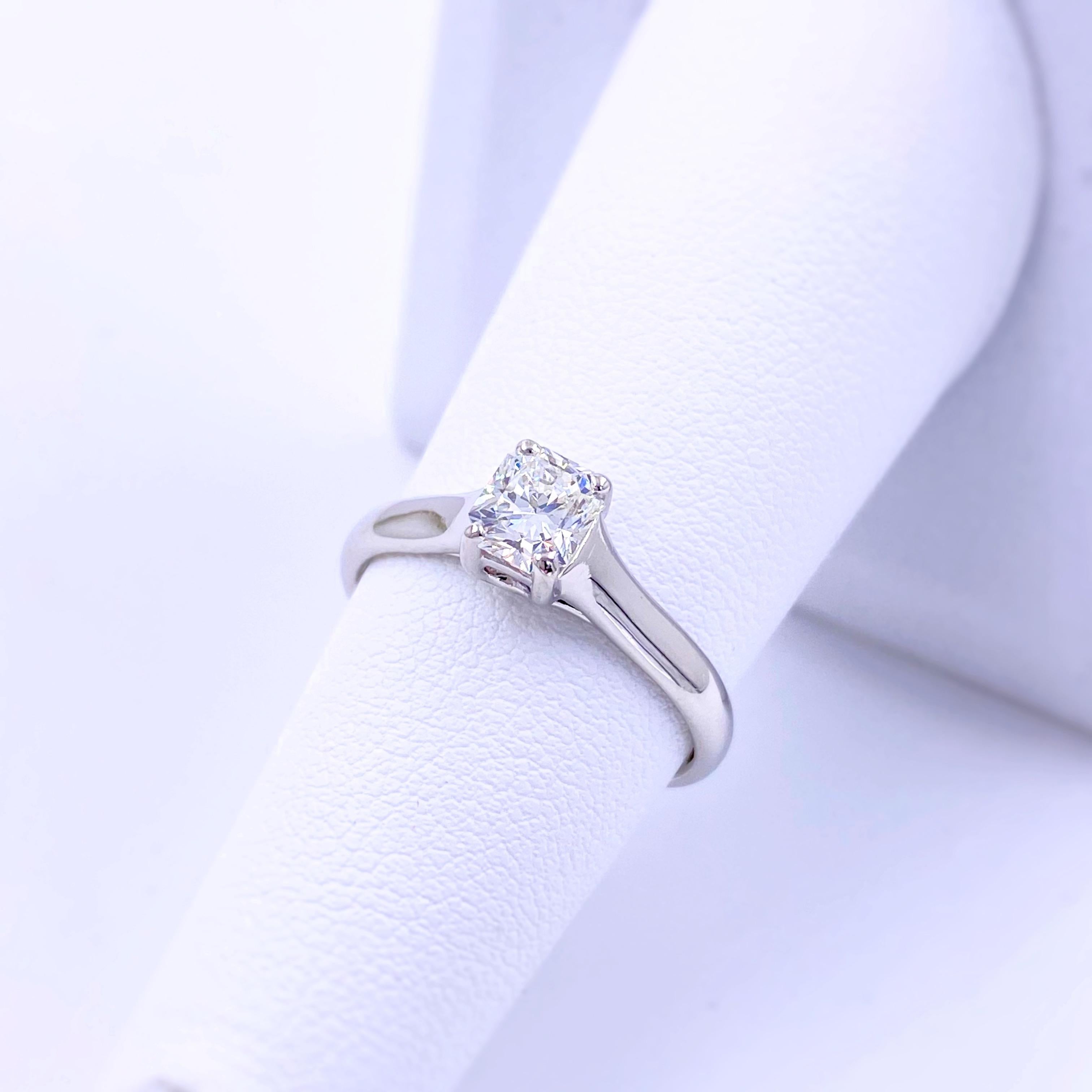 Tiffany & Co Lucida Solitaire Engagement Ring
Style:  Lucida Solitaire
Ref. number:  18778041/D463315
Certificate:  GIA 6214359665
Metal:  Platinum PT950
Size:  6.5 sizable
TCW:  0.58 cts
Main Diamond:   Lucida Cut
Color & Clarity:  F / VS1